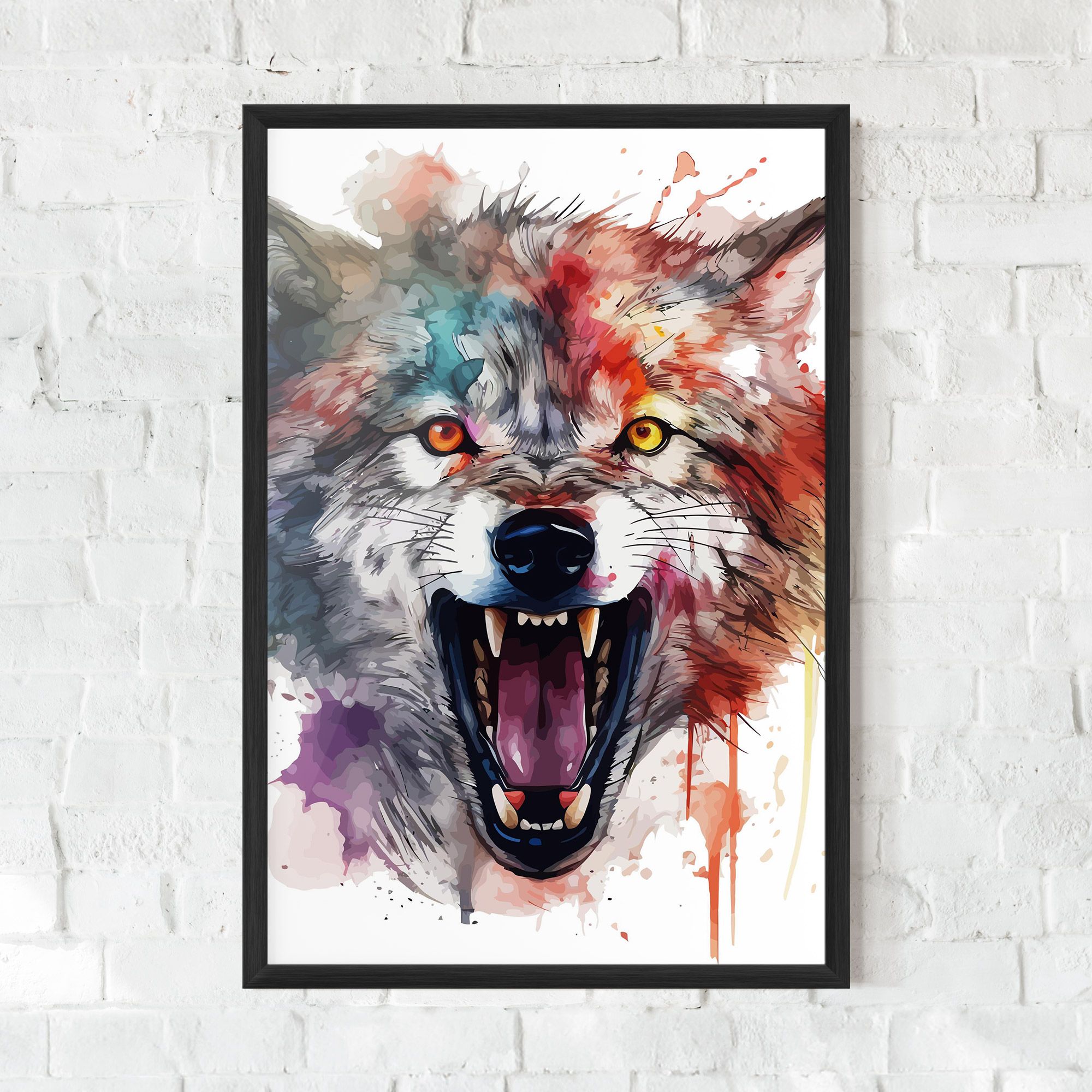 Watercolor Angry Wolf mockup 0
