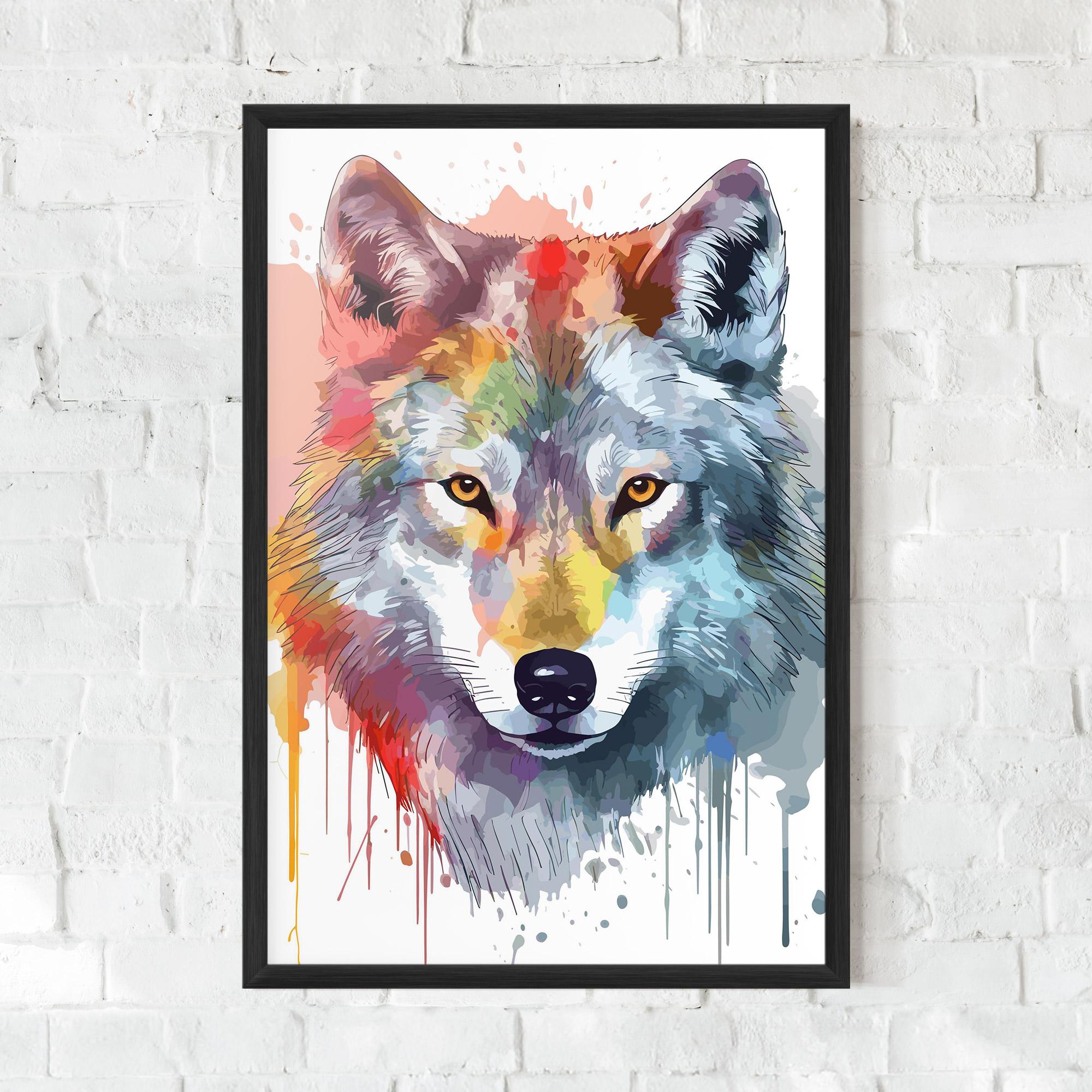 Gerahmte Poster Watercolor Wolf mockup 0