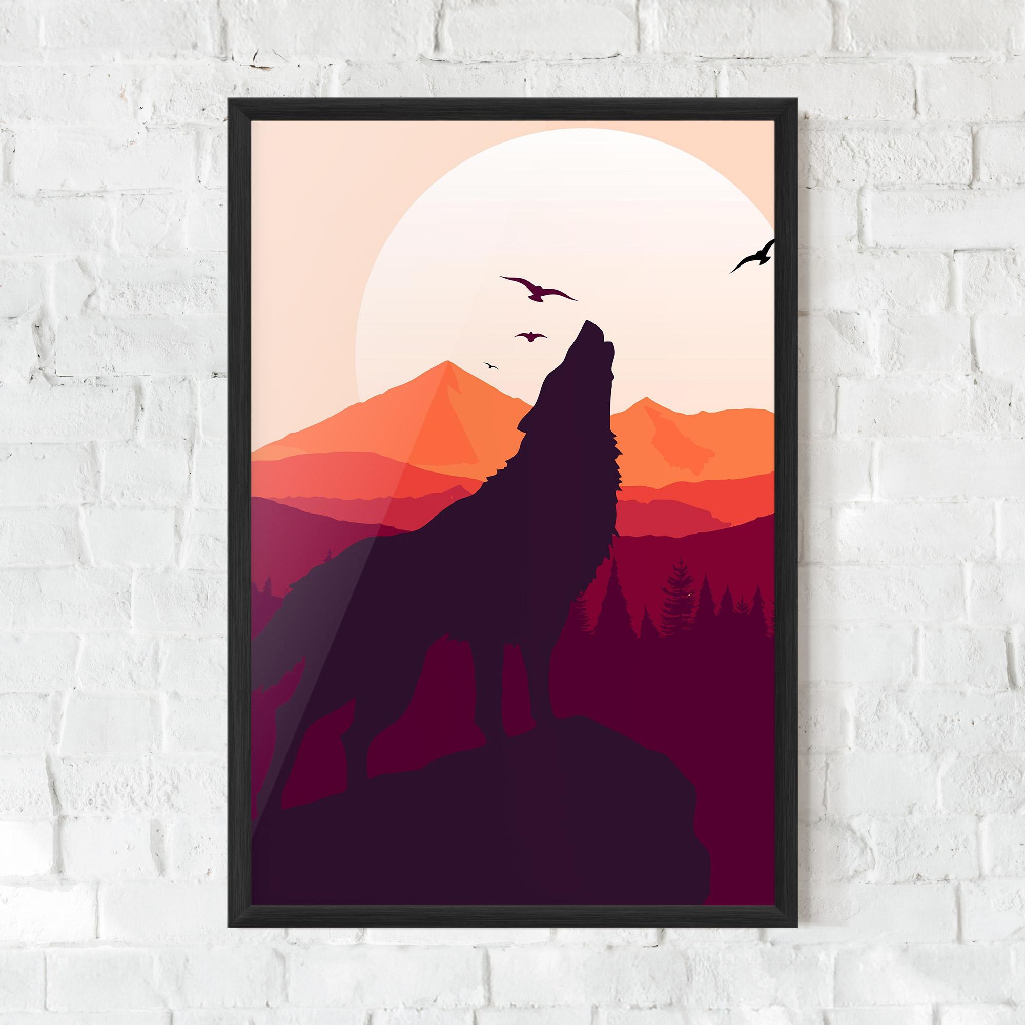Gerahmte Poster Wolf Pink Moon mockup 0