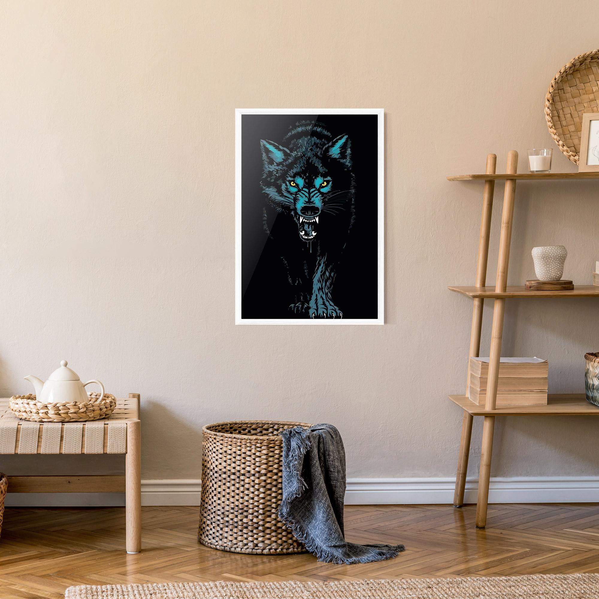 Gerahmte Poster Blue Wolf mockup 9