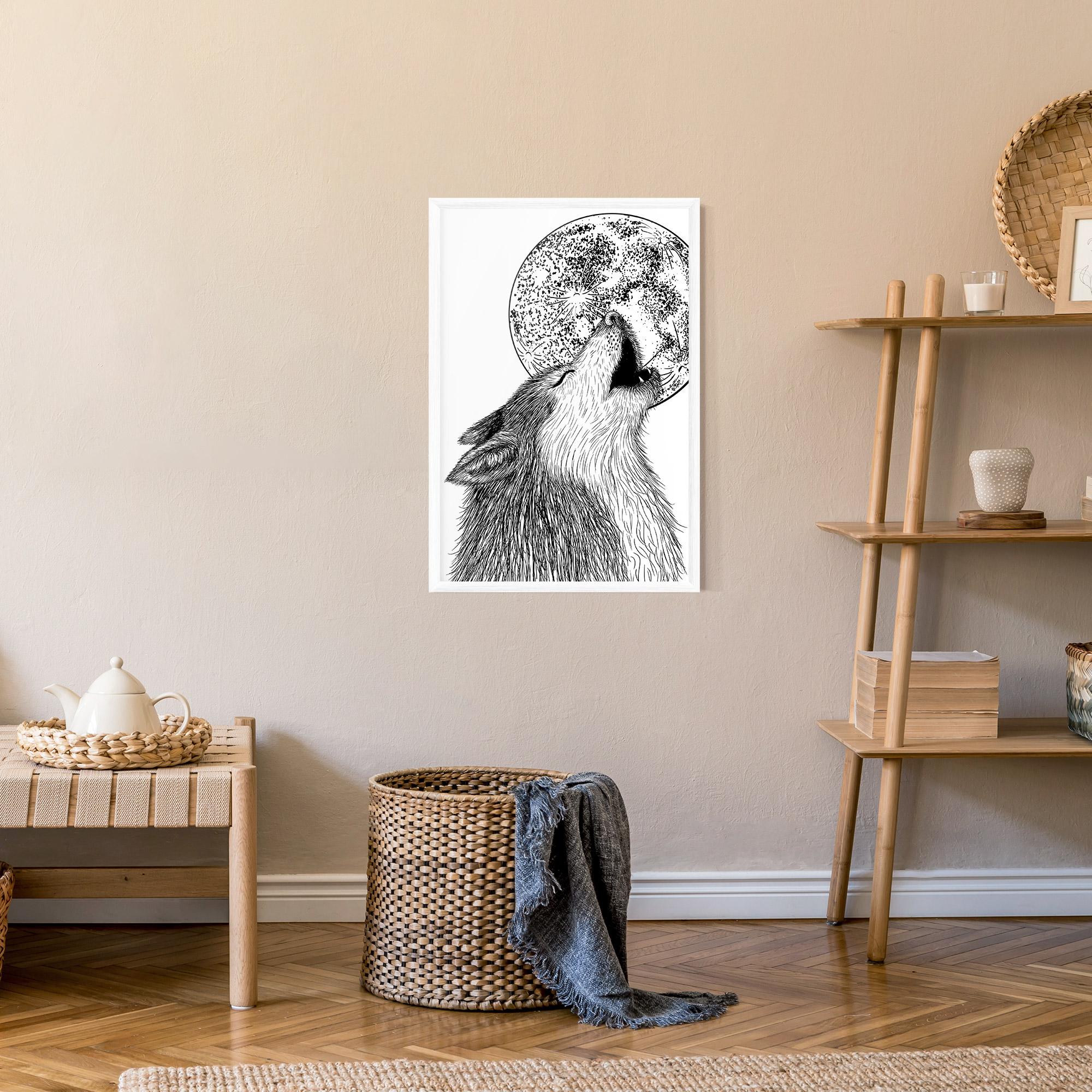 Gerahmte Poster Pretty Moon Wolf mockup 9