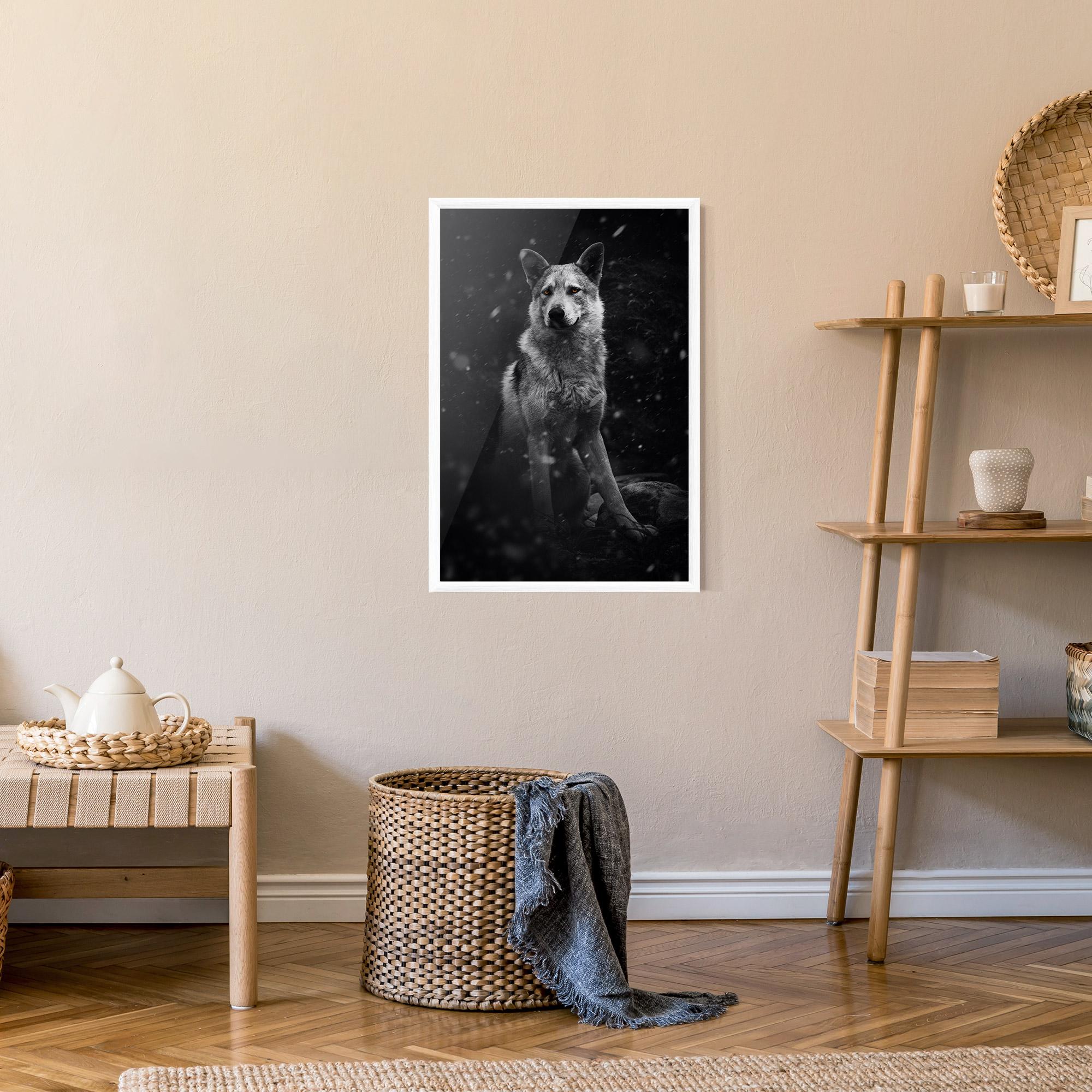 Gerahmte Poster Sitting Wolf mockup 9