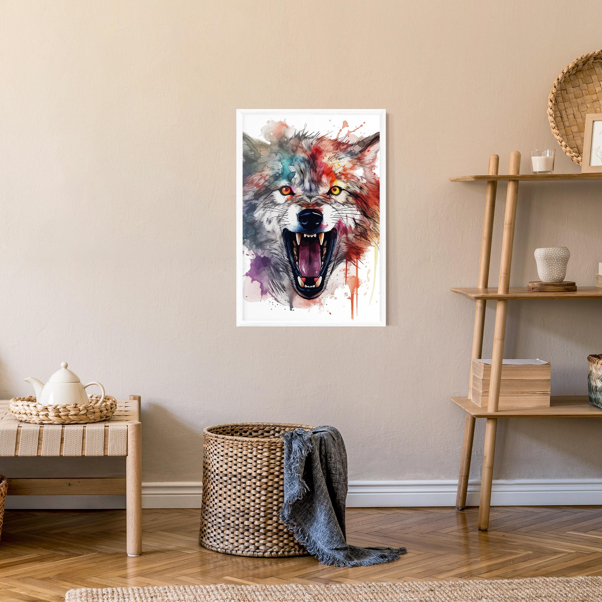 Gerahmte Poster Watercolor Angry Wolf mockup 9