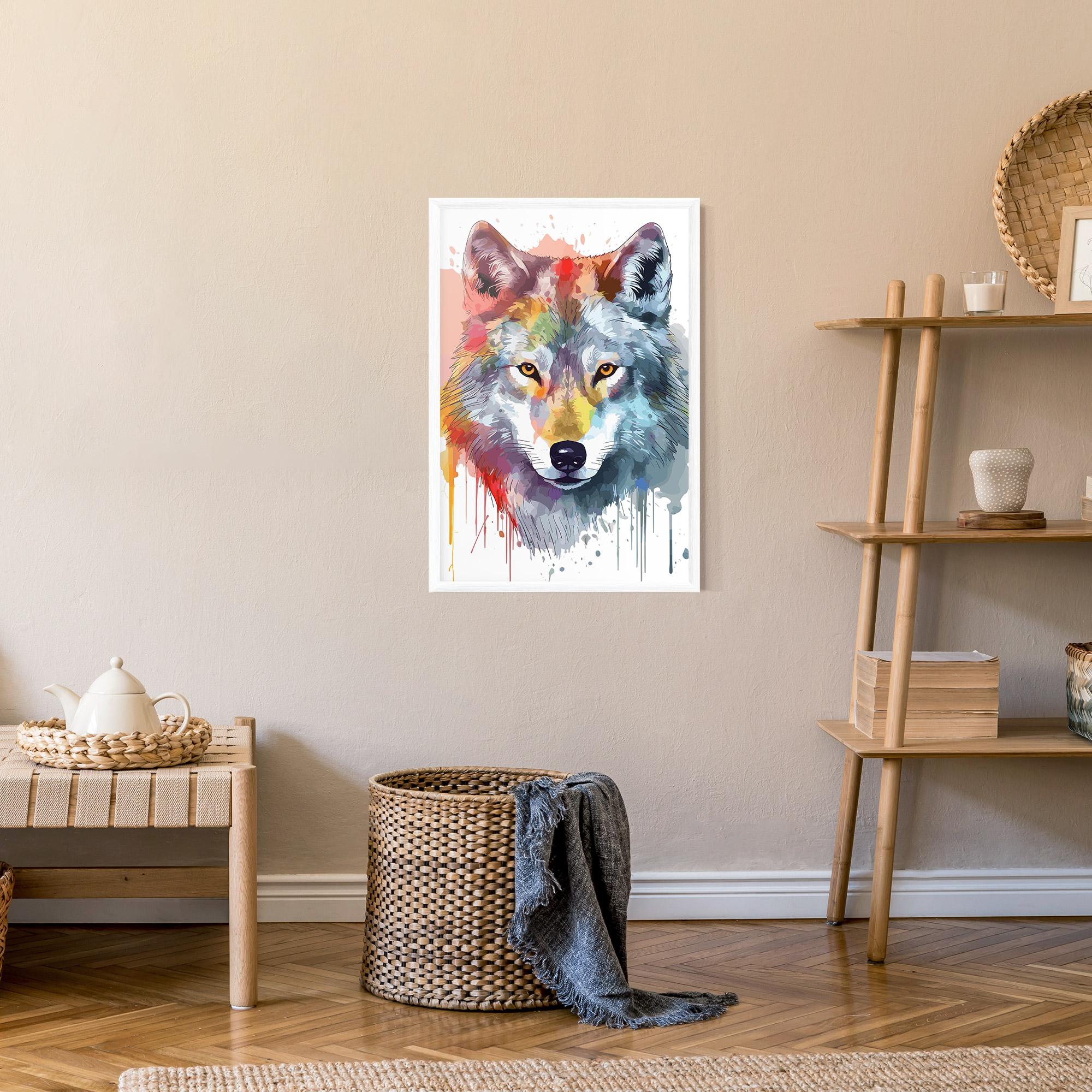 Gerahmte Poster Watercolor Wolf mockup 9