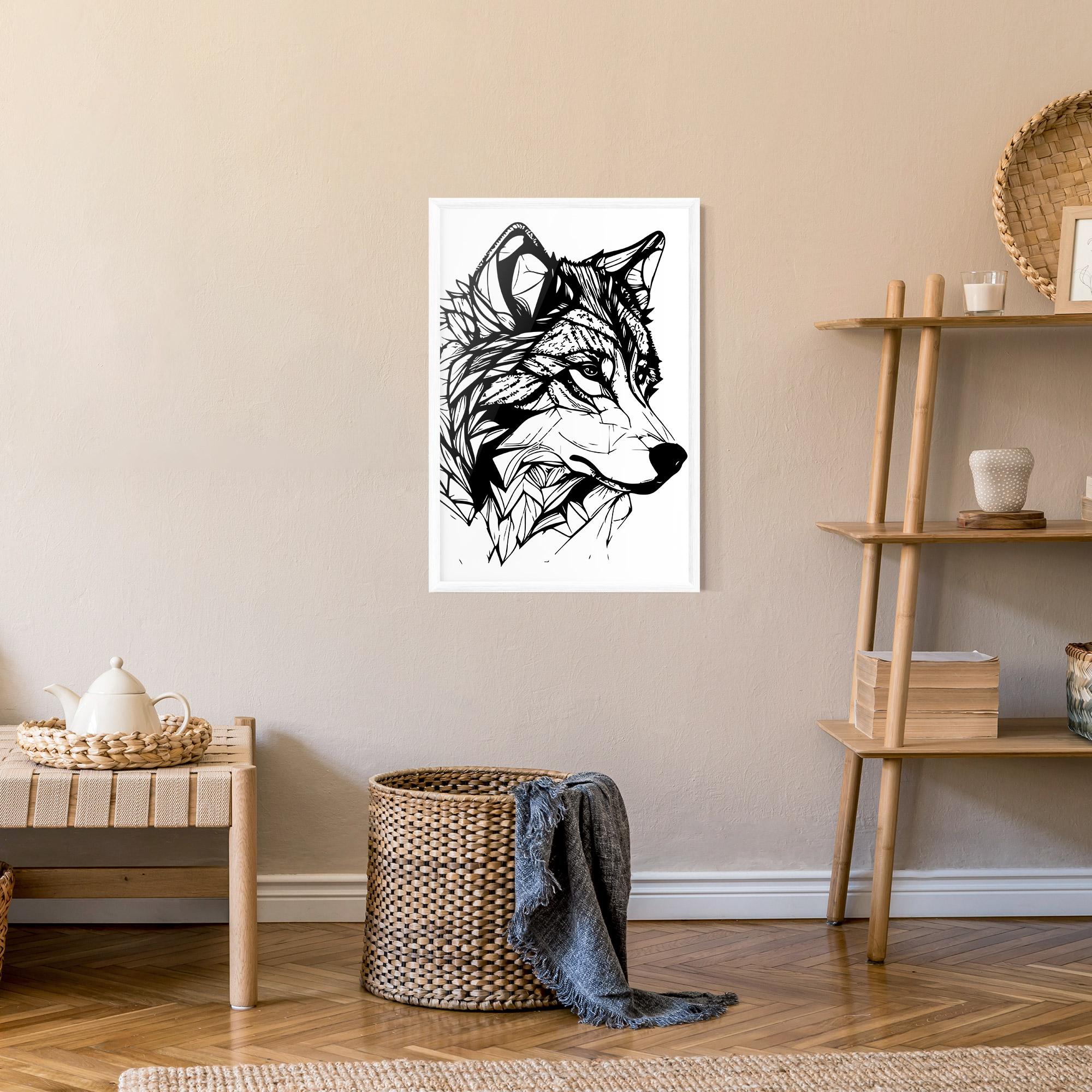 Gerahmte Poster Wolf Head Line mockup 9