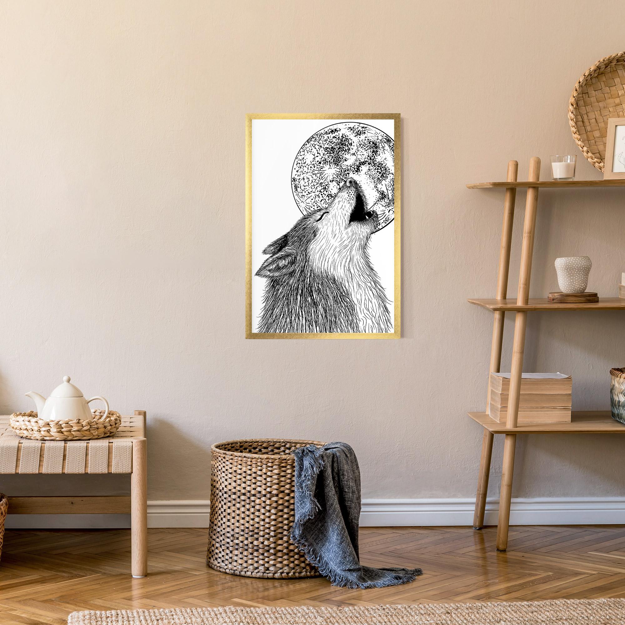 Gerahmte Poster Pretty Moon Wolf mockup 9