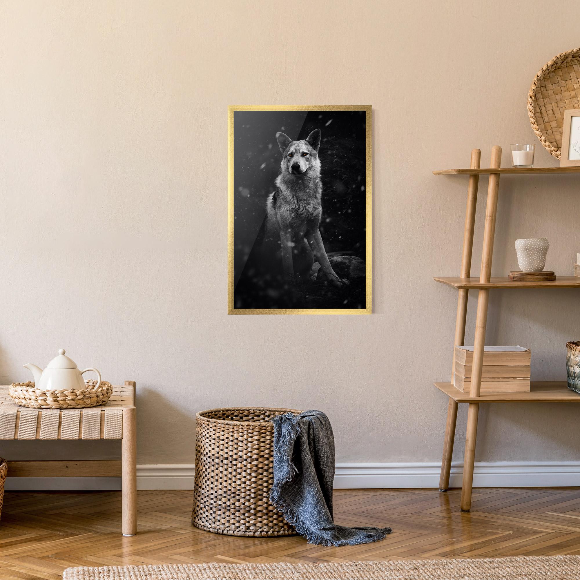 Gerahmte Poster Sitting Wolf mockup 9