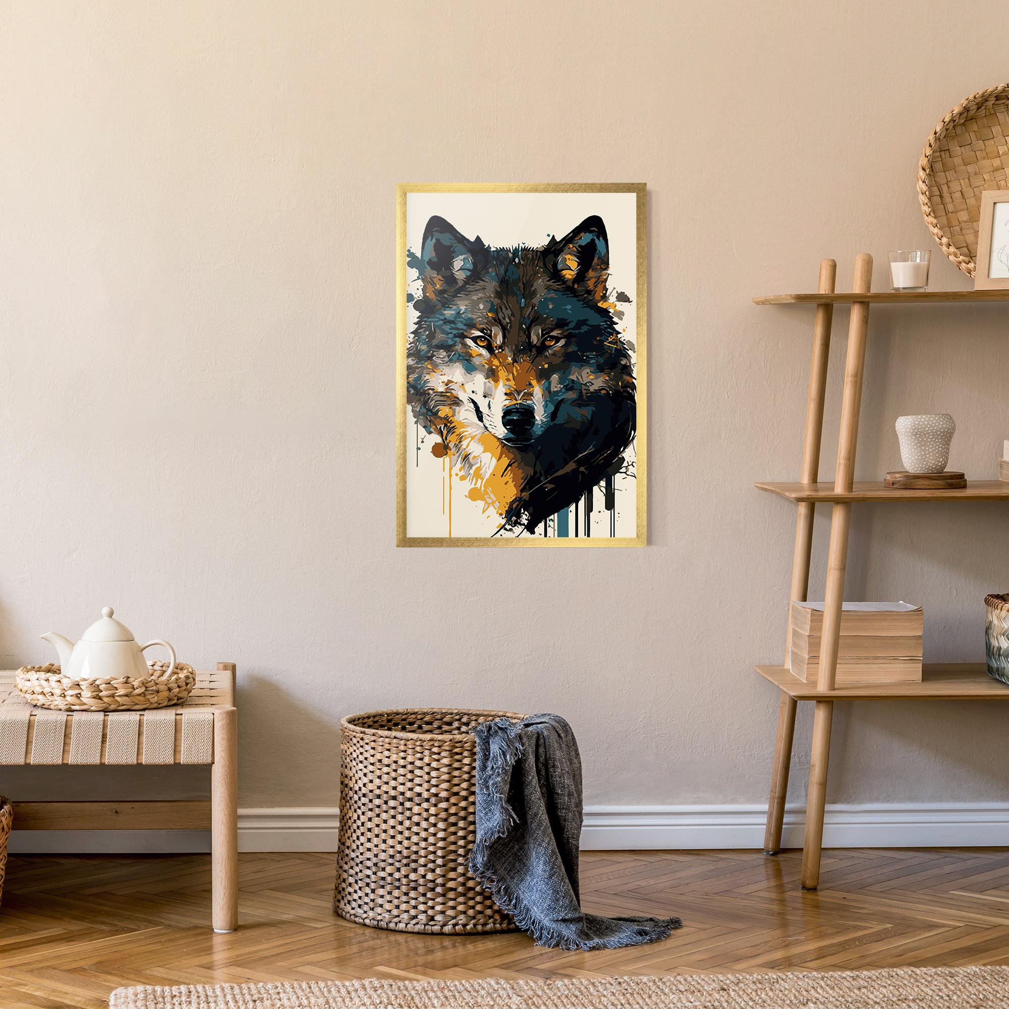 Gerahmte Poster Wolf Head Art mockup 9