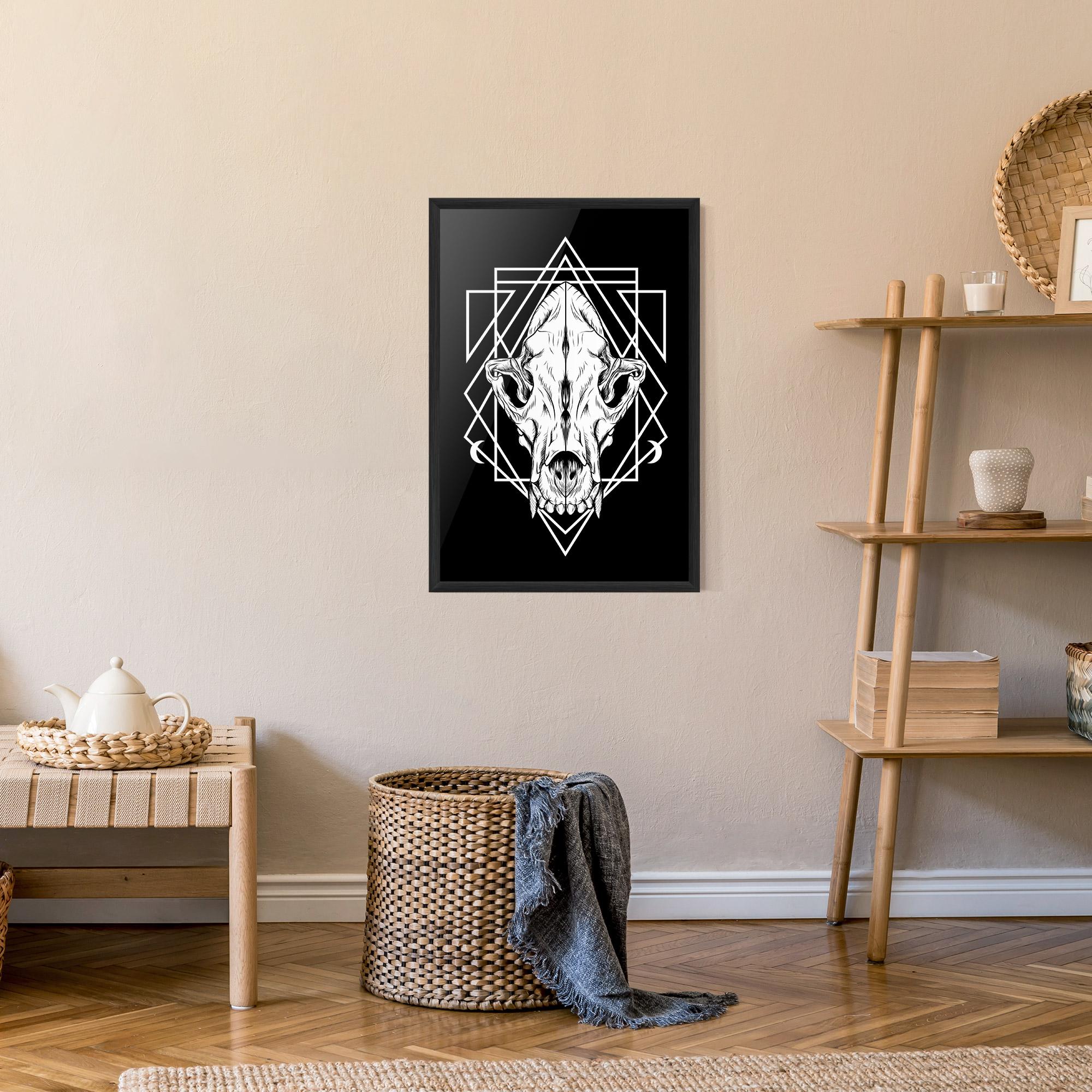 Gerahmte Poster Dark Wolf Skull mockup 9