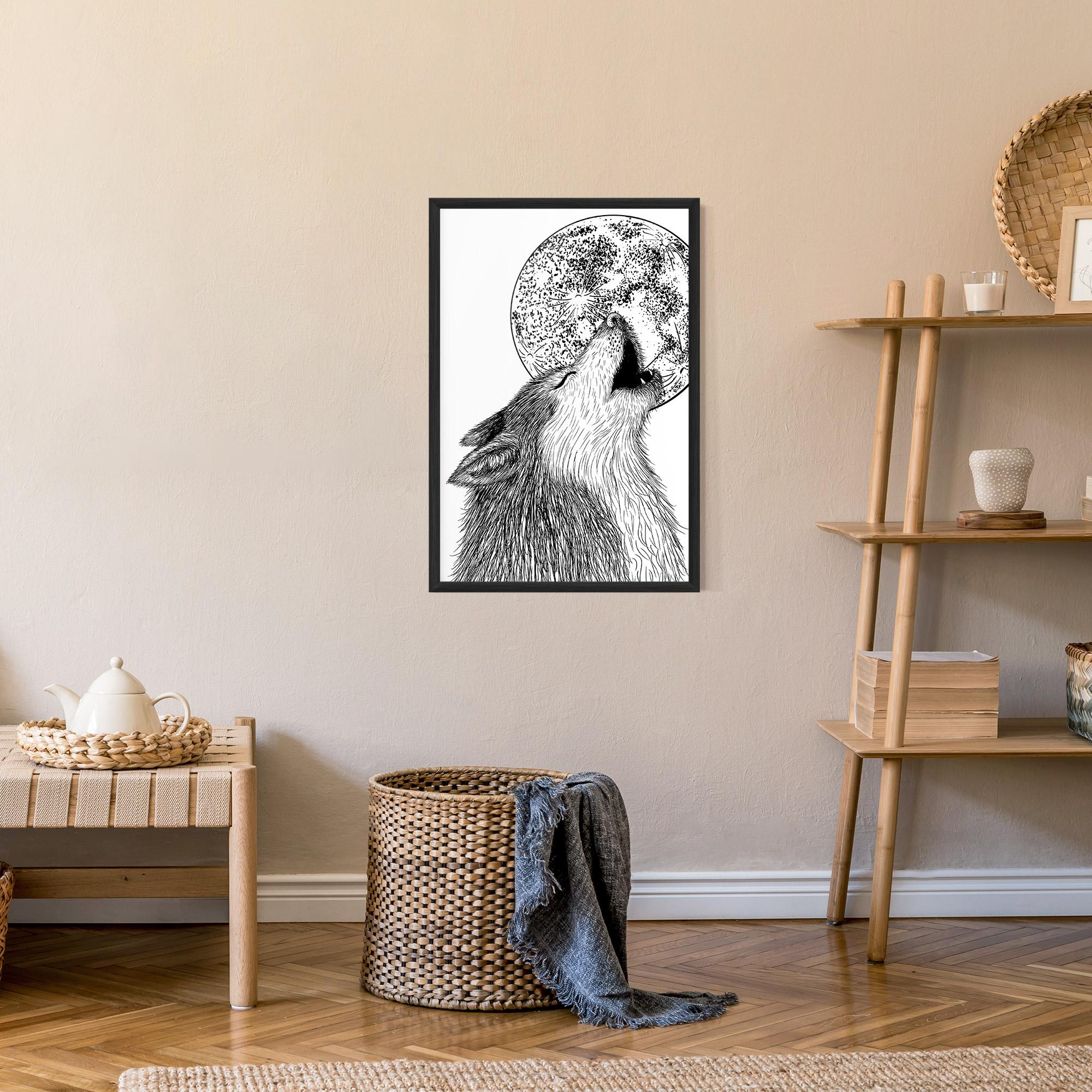 Gerahmte Poster Pretty Moon Wolf mockup 9