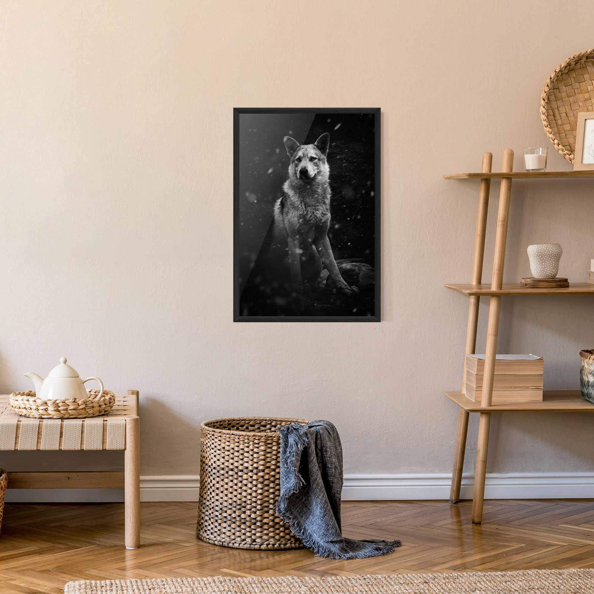 Gerahmte Poster Sitting Wolf mockup 9