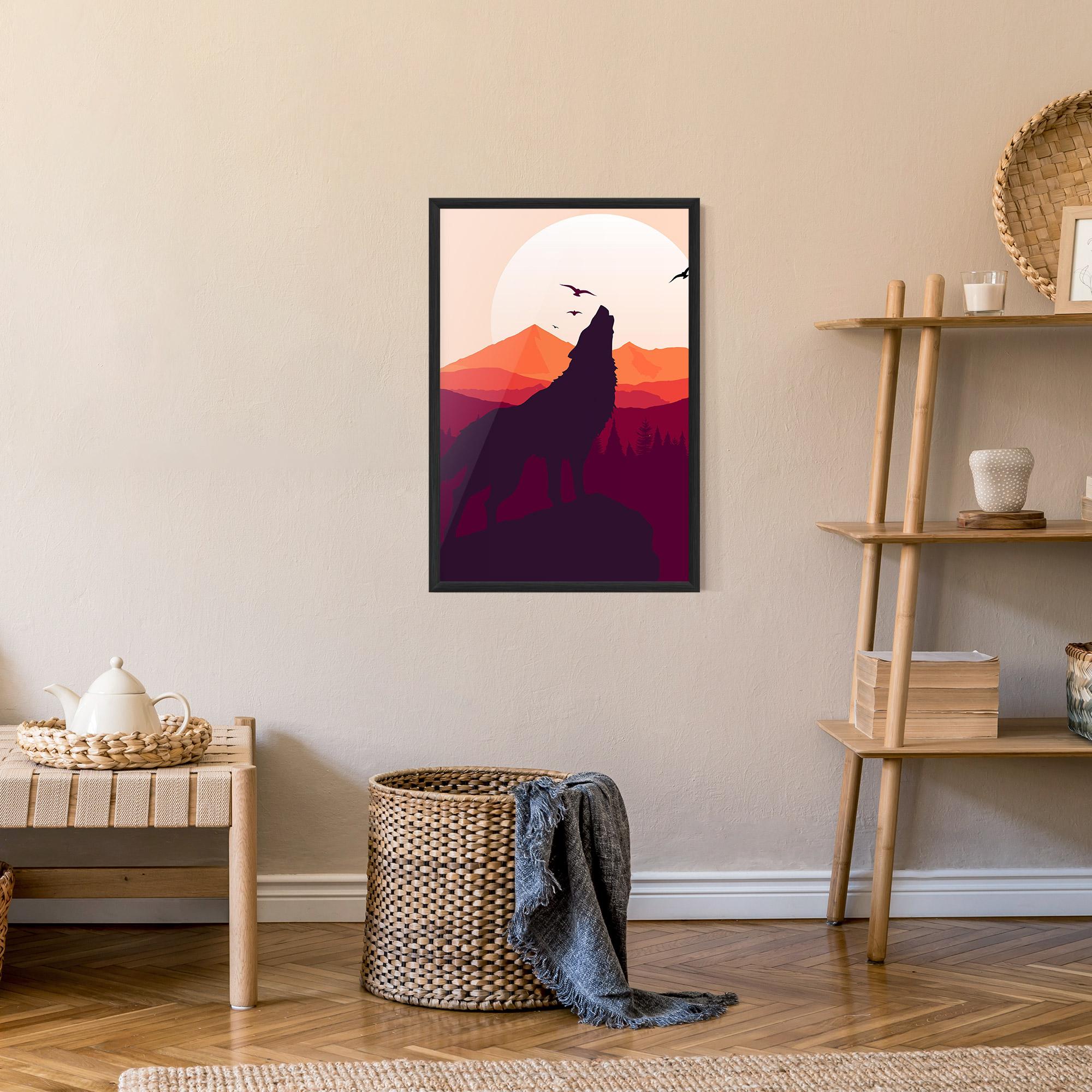 Gerahmte Poster Wolf Pink Moon mockup 9