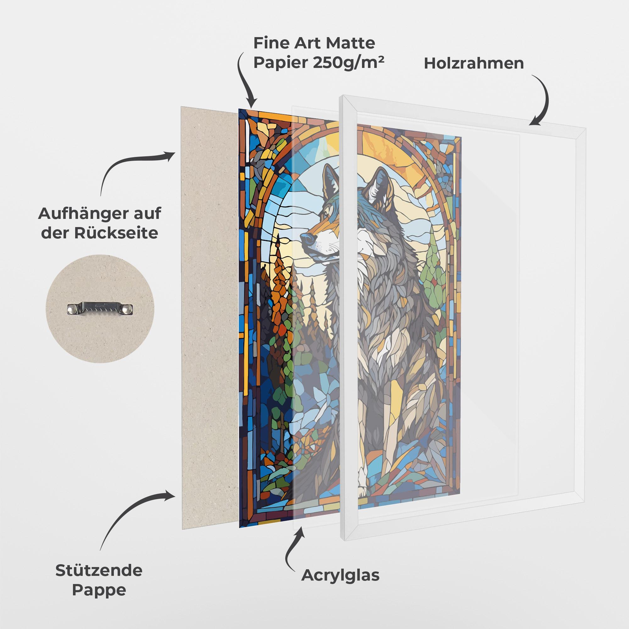 Gerahmte Poster Glass Wolf mockup 1