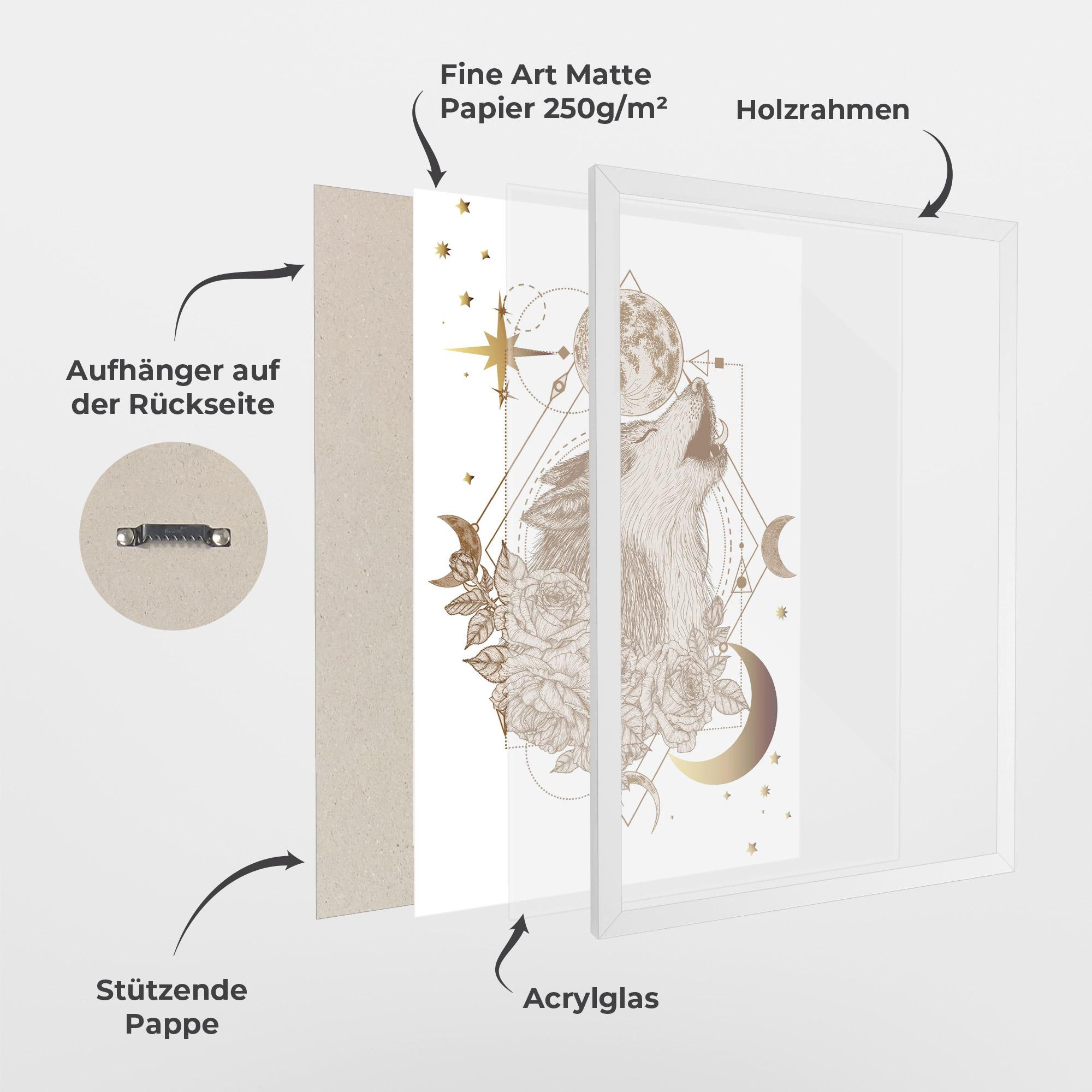 Gerahmte Poster Magical Wolf mockup 1