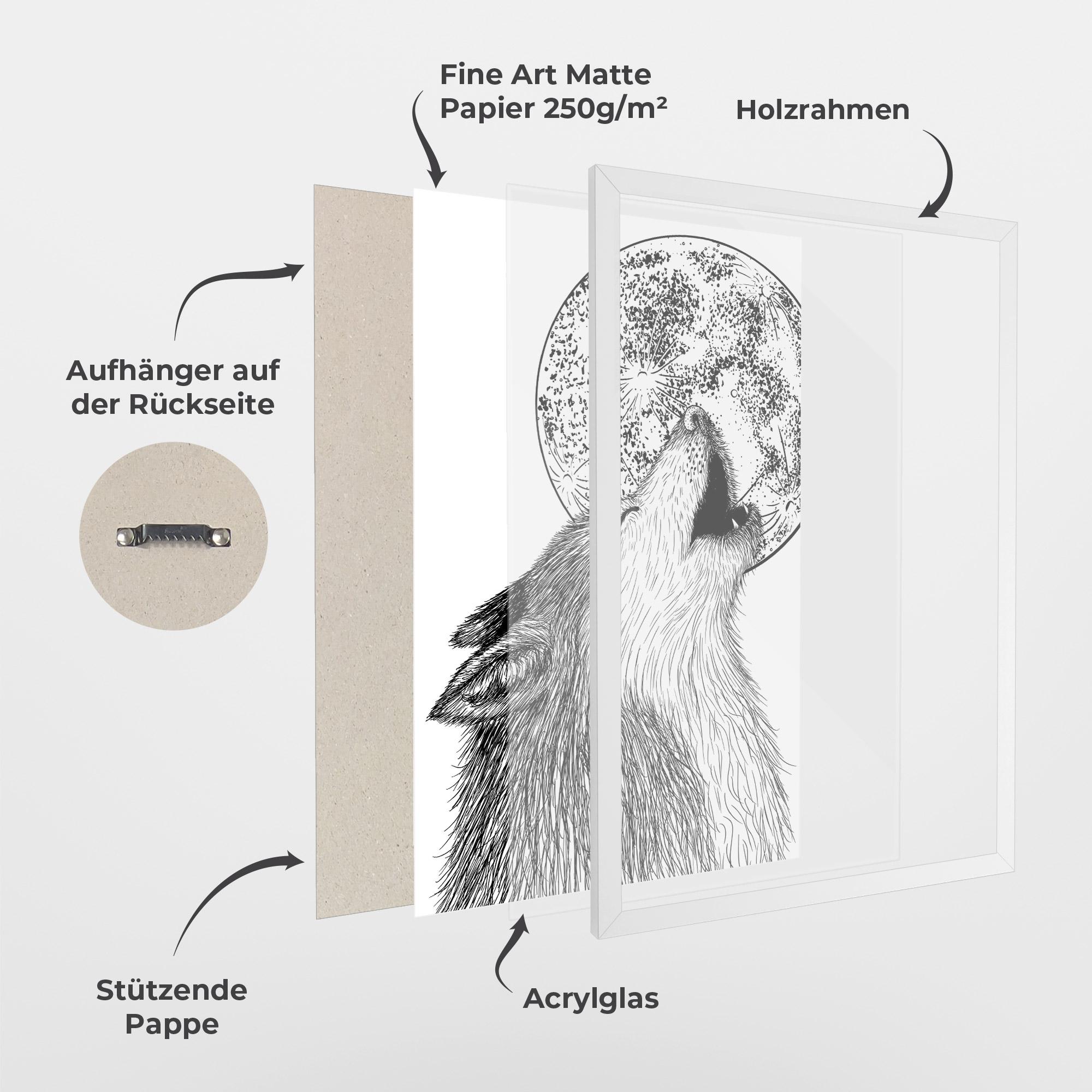 Gerahmte Poster Pretty Moon Wolf mockup 1