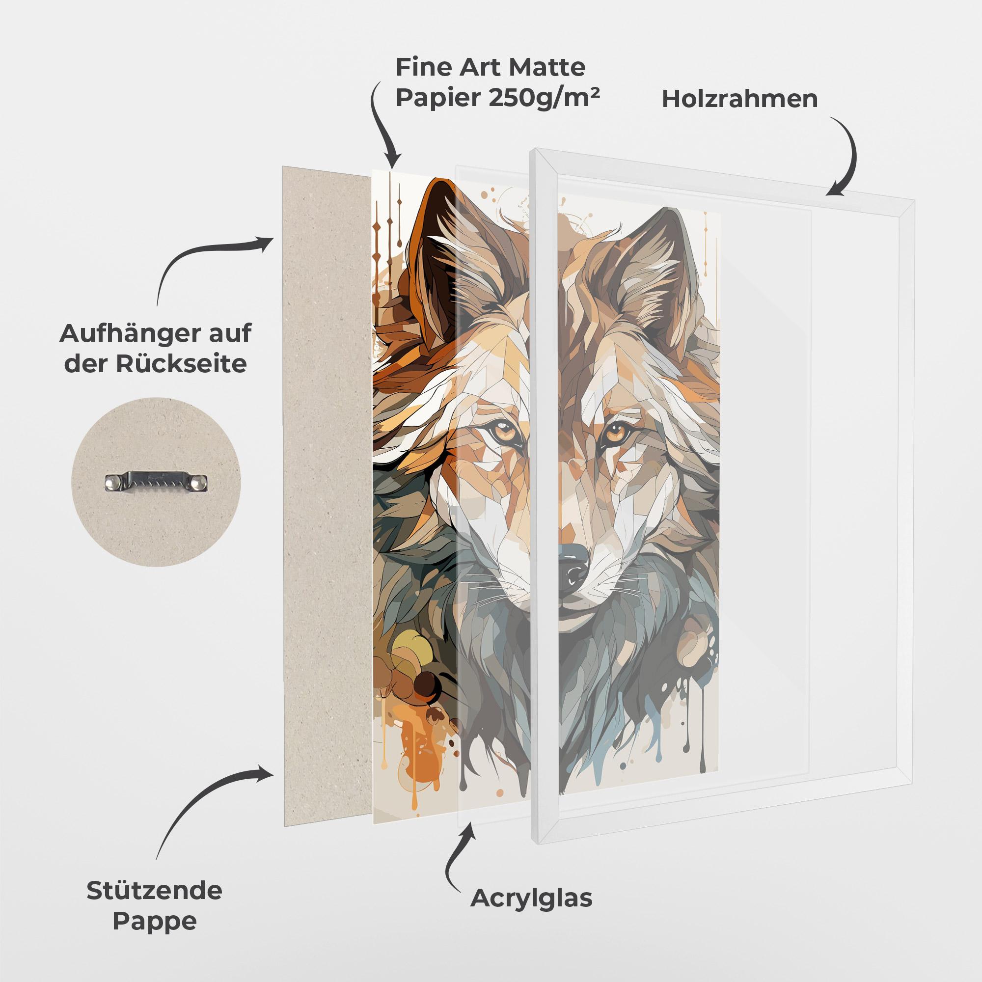 Gerahmte Poster Pretty Orange Wolf mockup 1