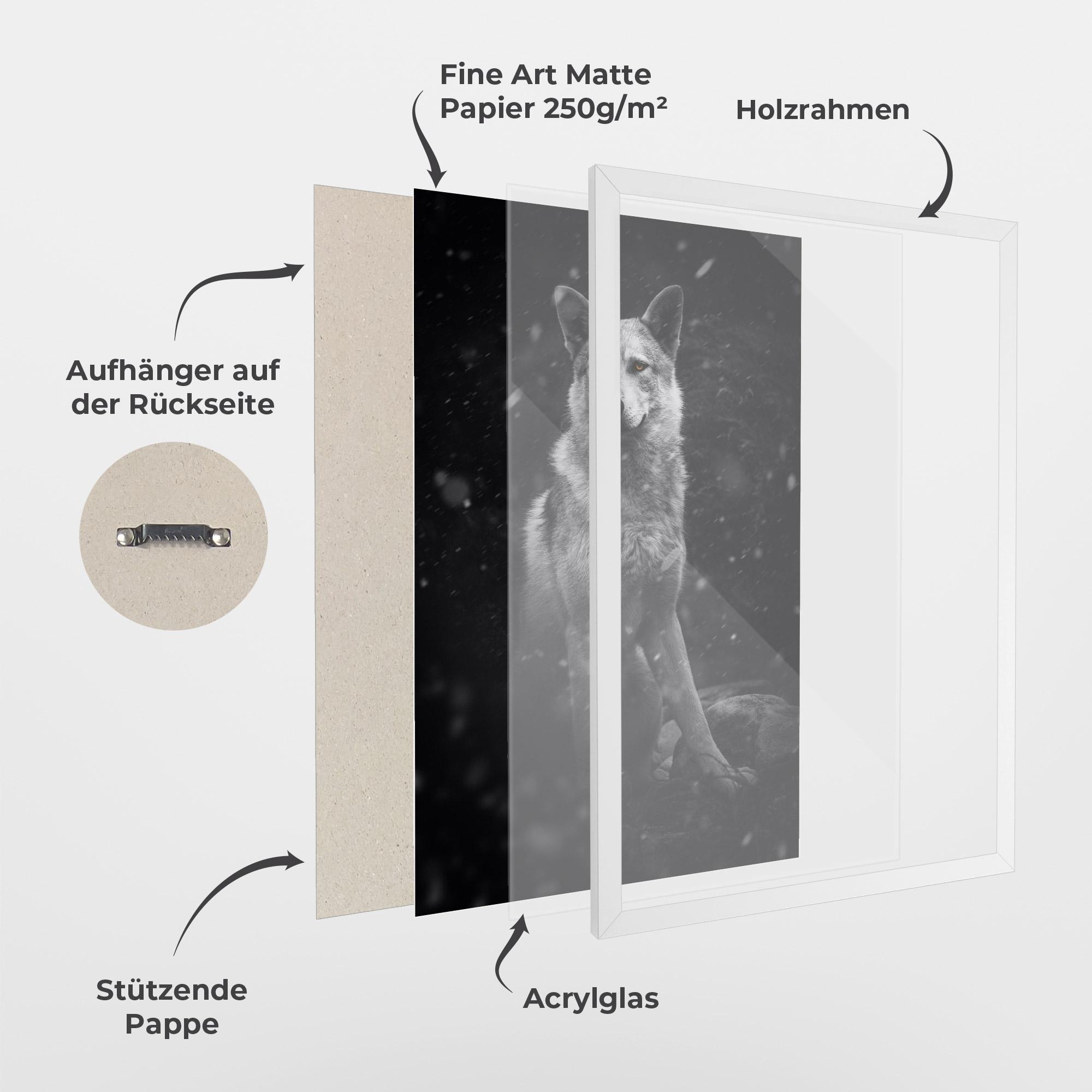 Gerahmte Poster Sitting Wolf mockup 1