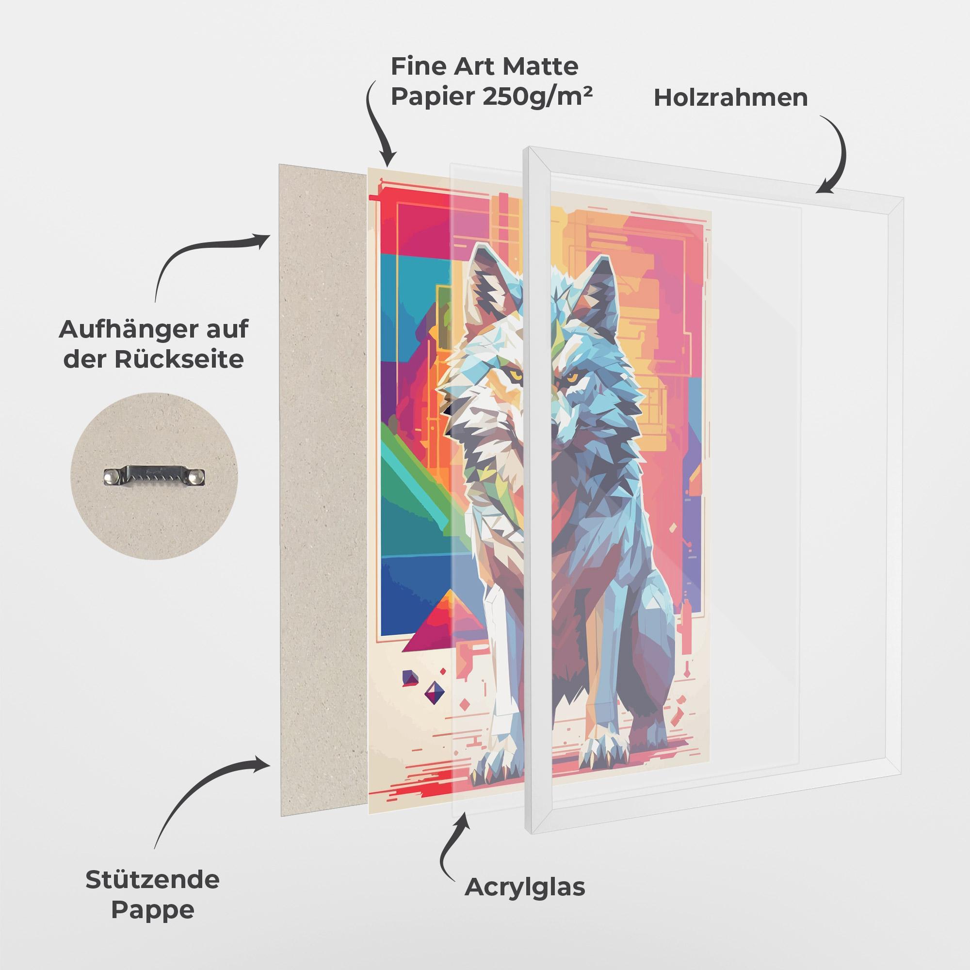 Gerahmte Poster Wolf Character mockup 1