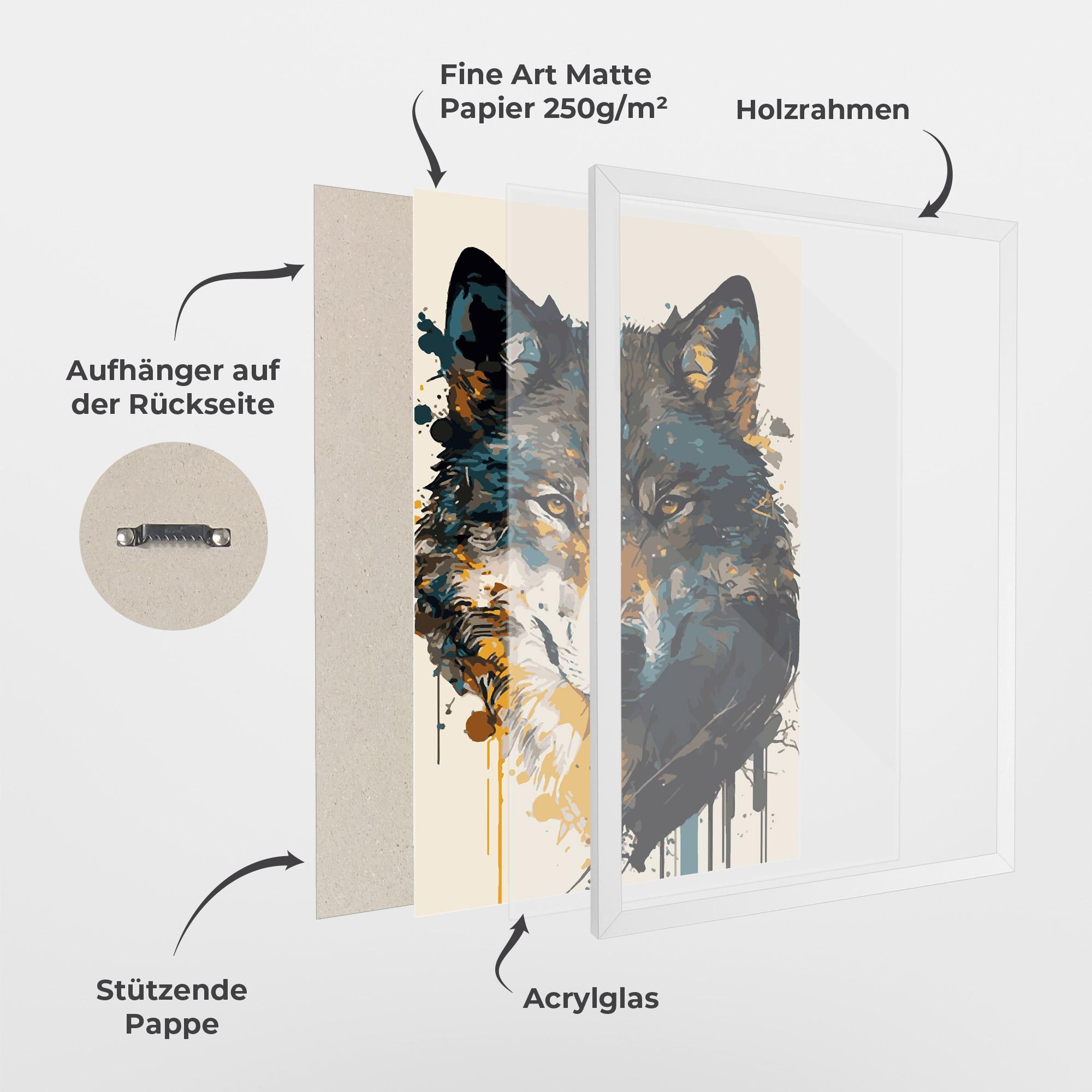 Gerahmte Poster Wolf Head Art mockup 1