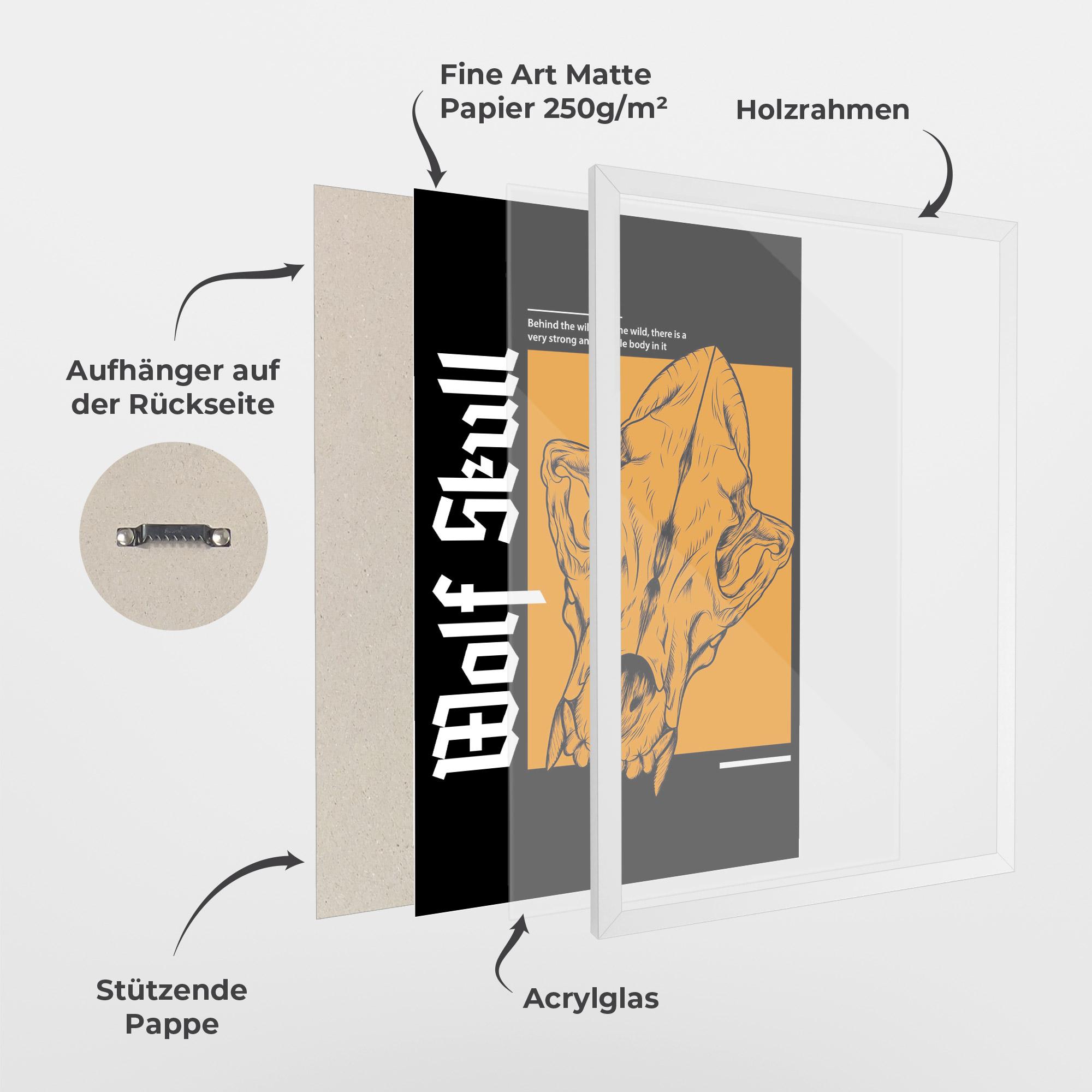 Gerahmte Poster Wolf Skull mockup 1