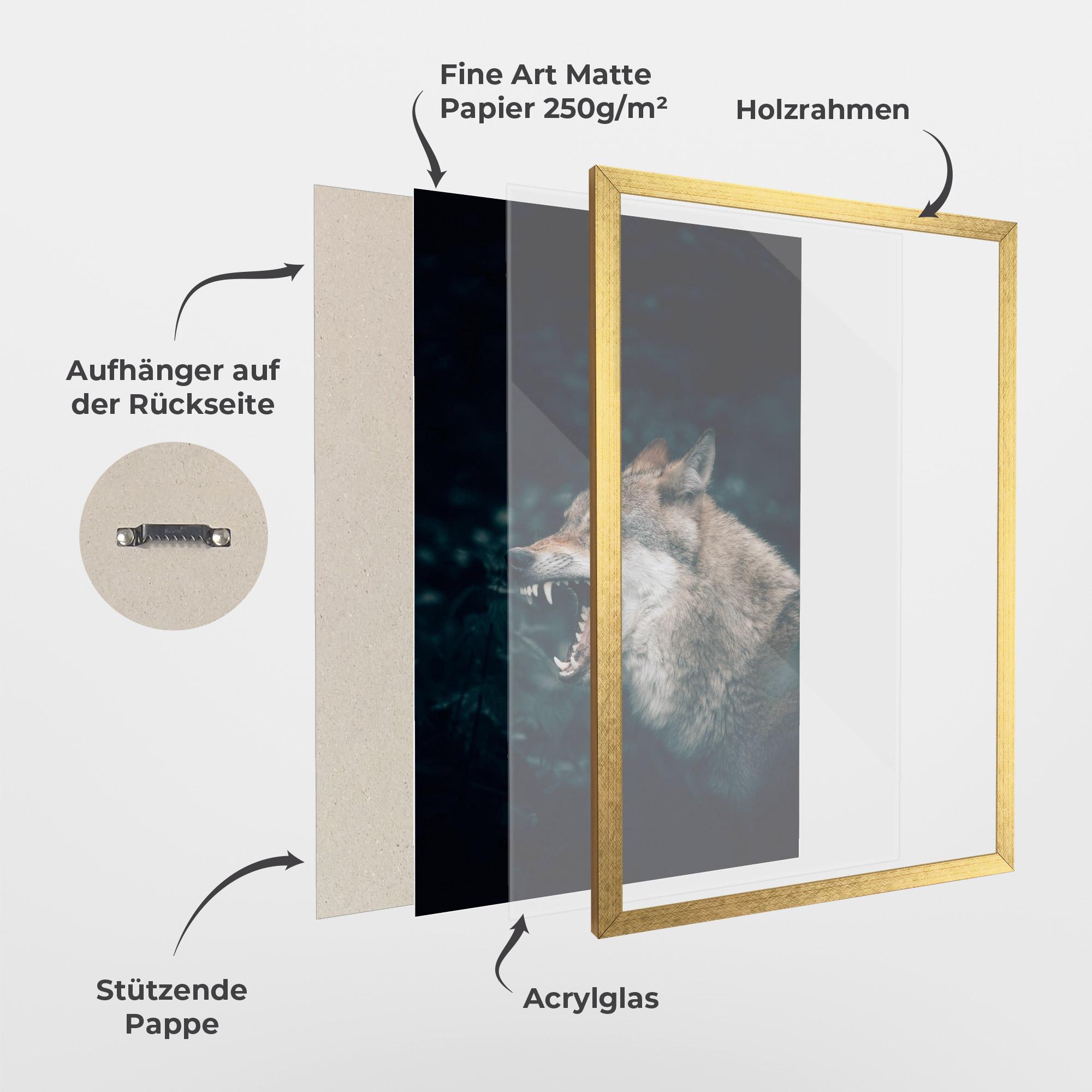 Gerahmte Poster Angry Wolf In The Forest mockup 1