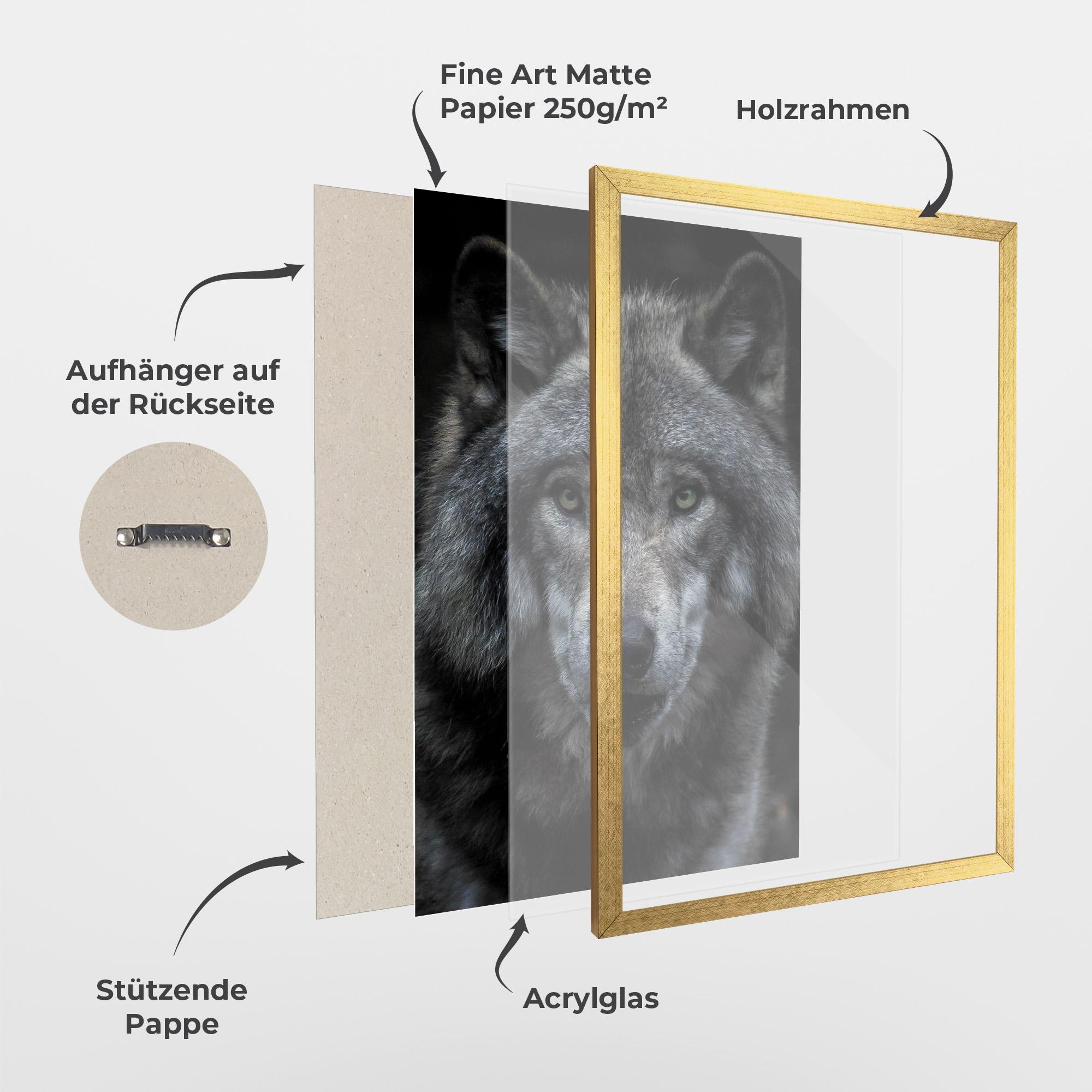 Gerahmte Poster Angry Wolf mockup 1