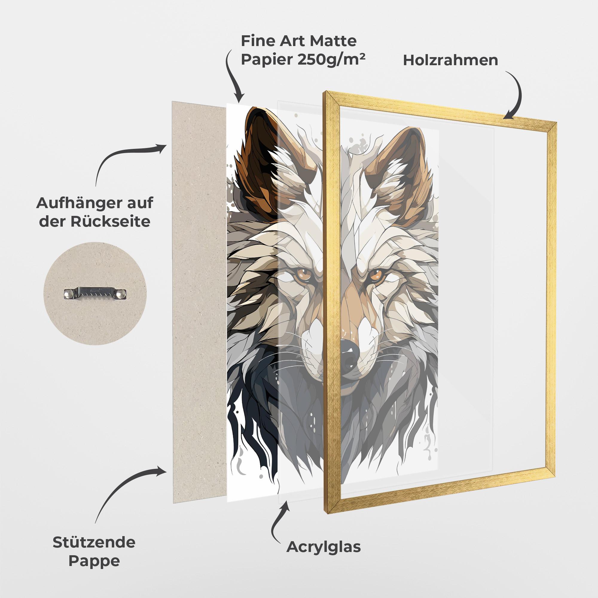 Gerahmte Poster Brown Wolf mockup 1