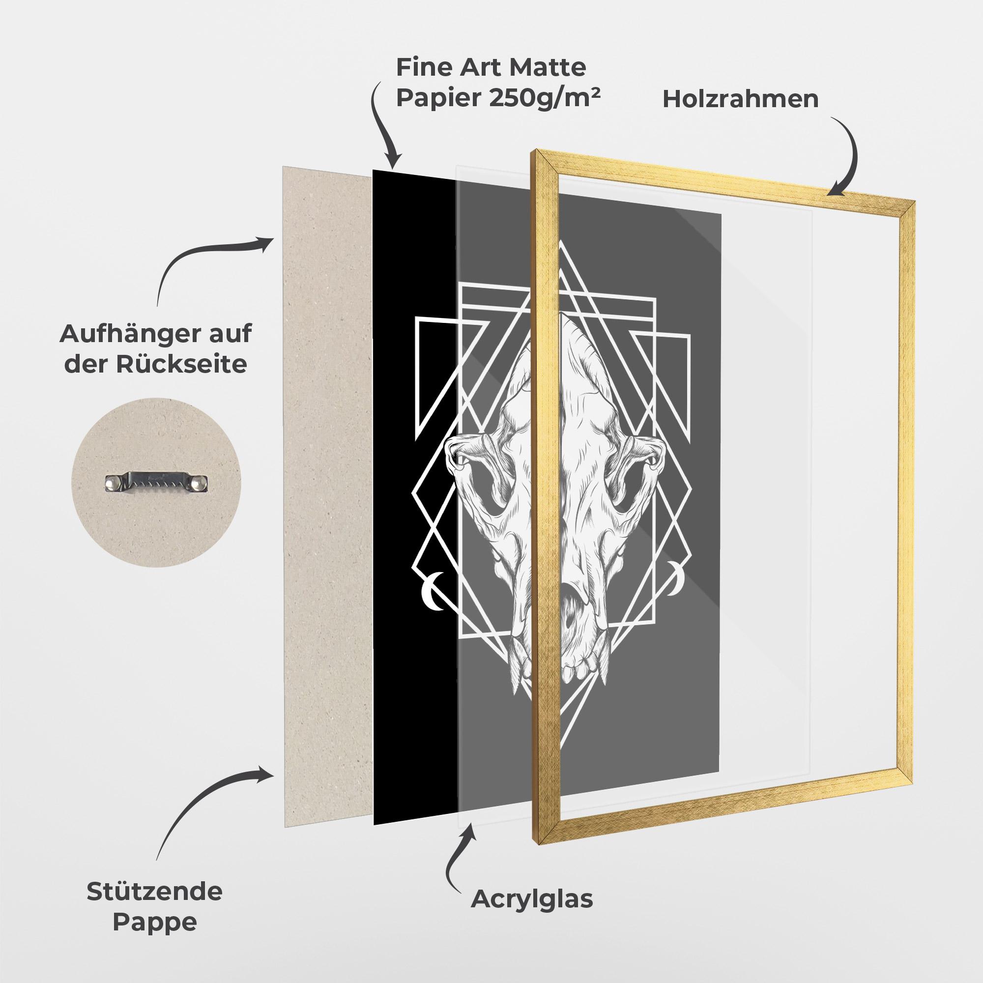 Gerahmte Poster Dark Wolf Skull mockup 1