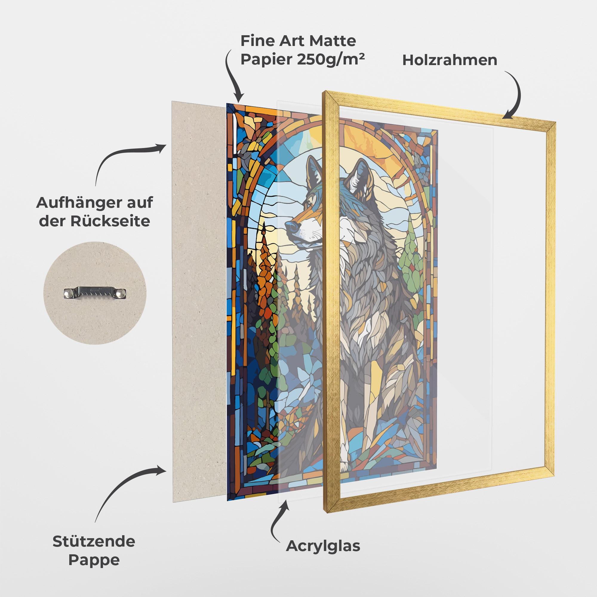 Gerahmte Poster Glass Wolf mockup 1