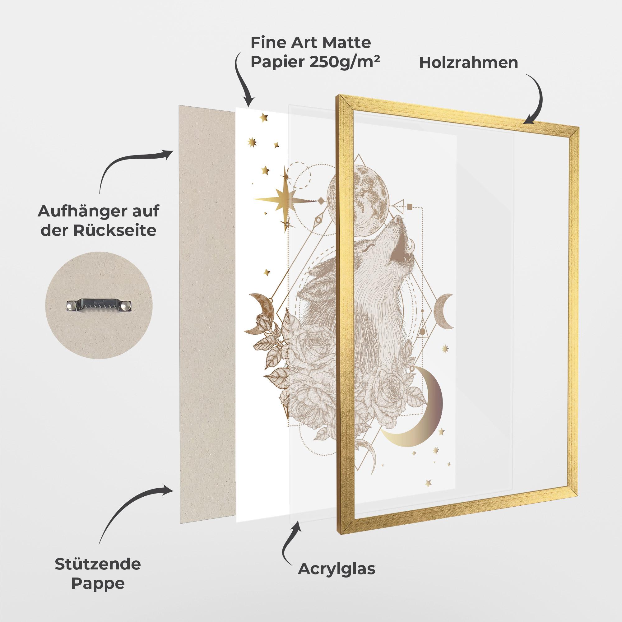 Gerahmte Poster Magical Wolf mockup 1