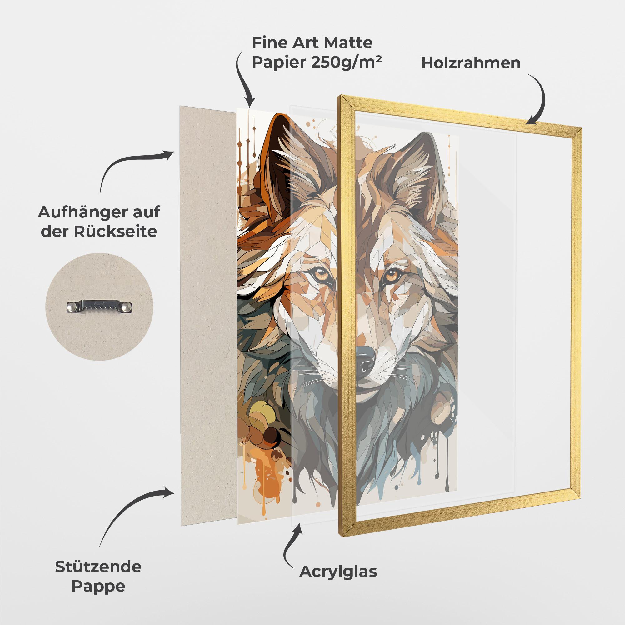 Gerahmte Poster Pretty Orange Wolf mockup 1