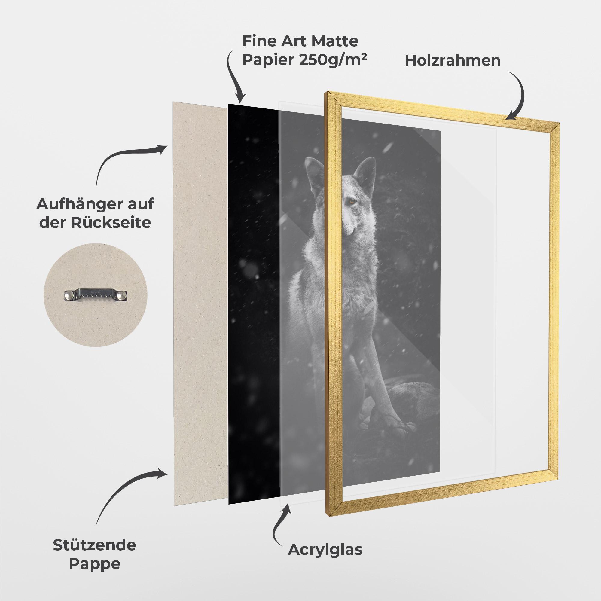 Gerahmte Poster Sitting Wolf mockup 1