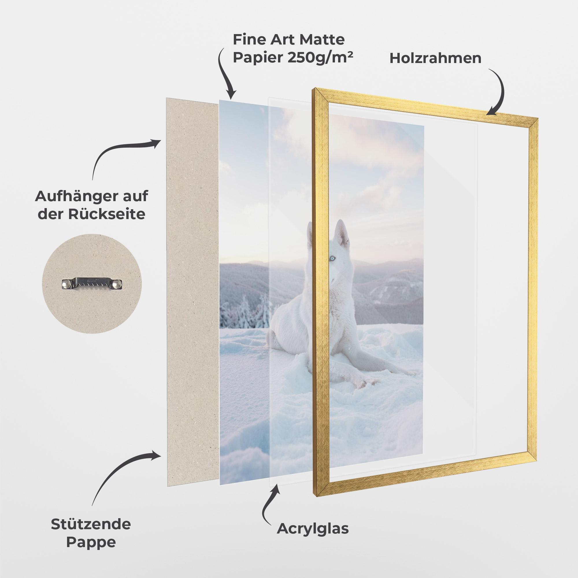 Gerahmte Poster White Snow Wolf mockup 1