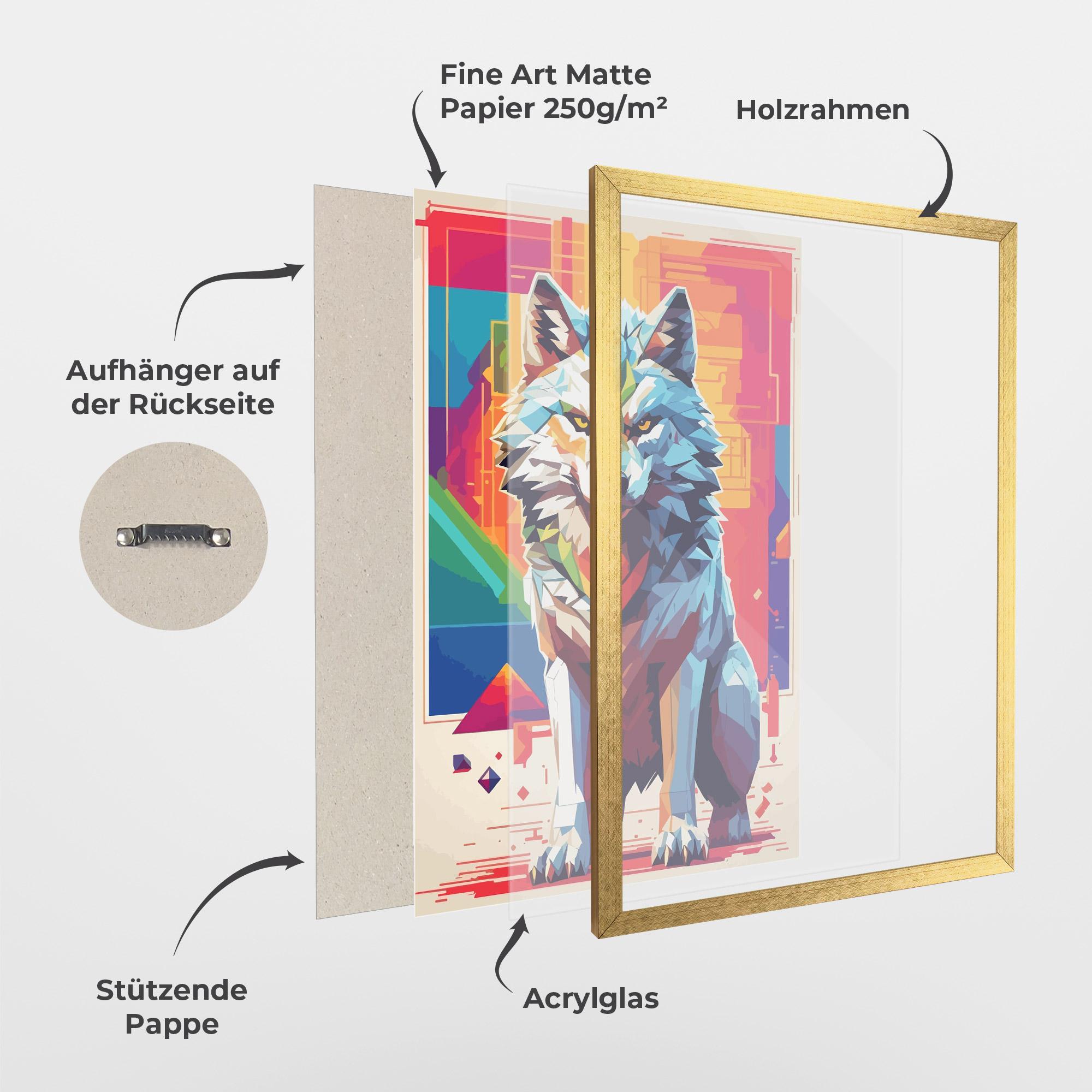 Gerahmte Poster Wolf Character mockup 1