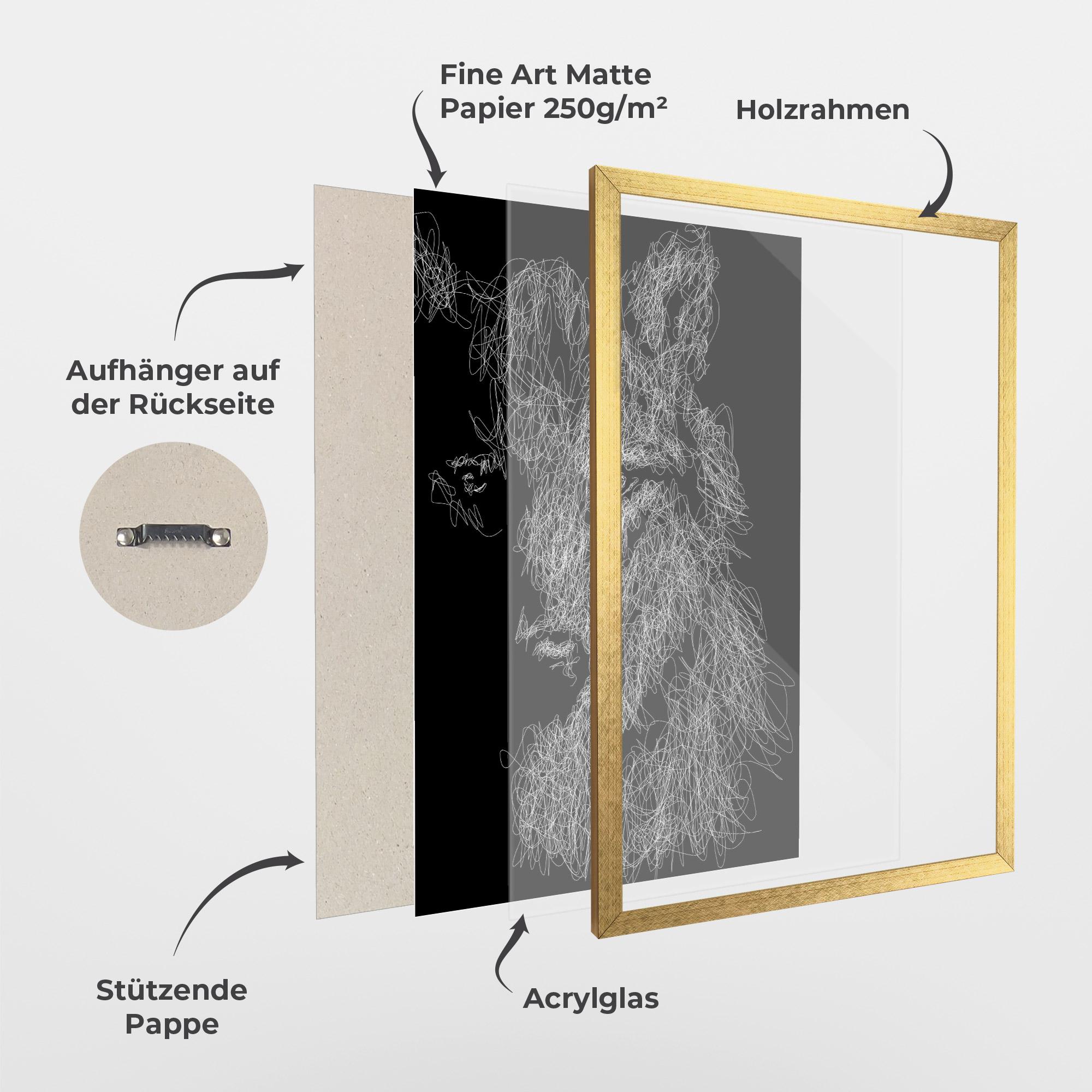 Gerahmte Poster Wolf Line mockup 1