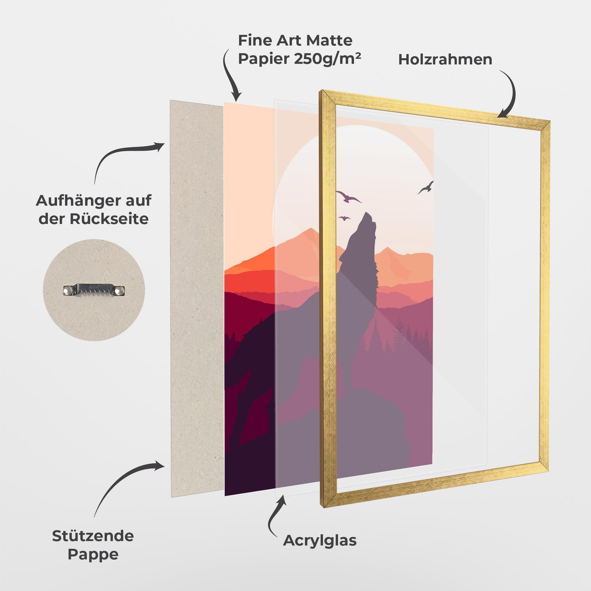 Gerahmte Poster Wolf Pink Moon mockup 1