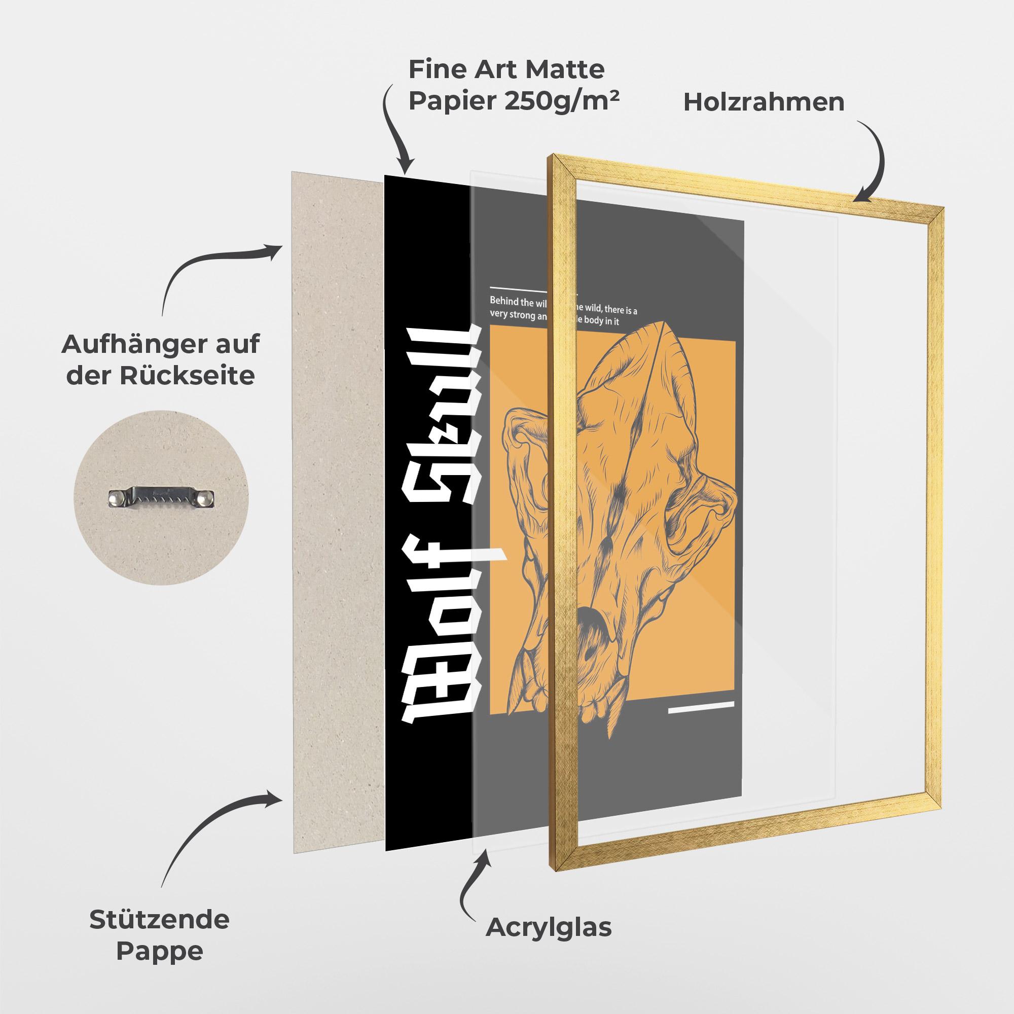 Gerahmte Poster Wolf Skull mockup 1
