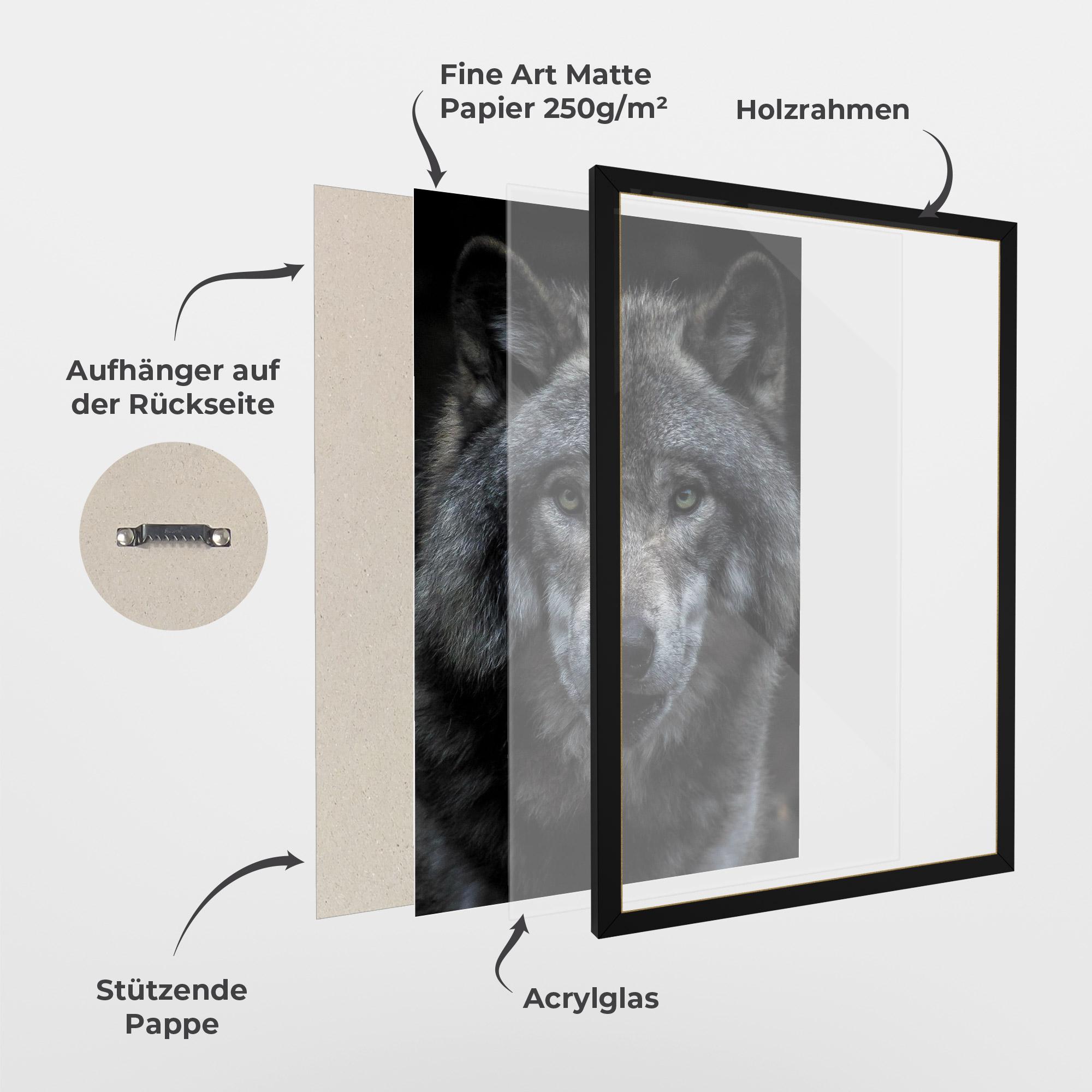 Gerahmte Poster Angry Wolf mockup 1