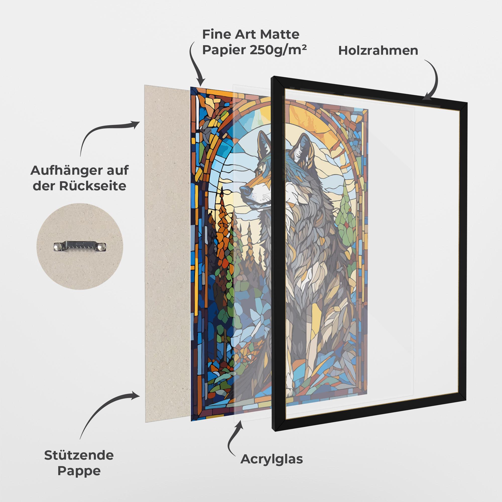 Gerahmte Poster Glass Wolf mockup 1