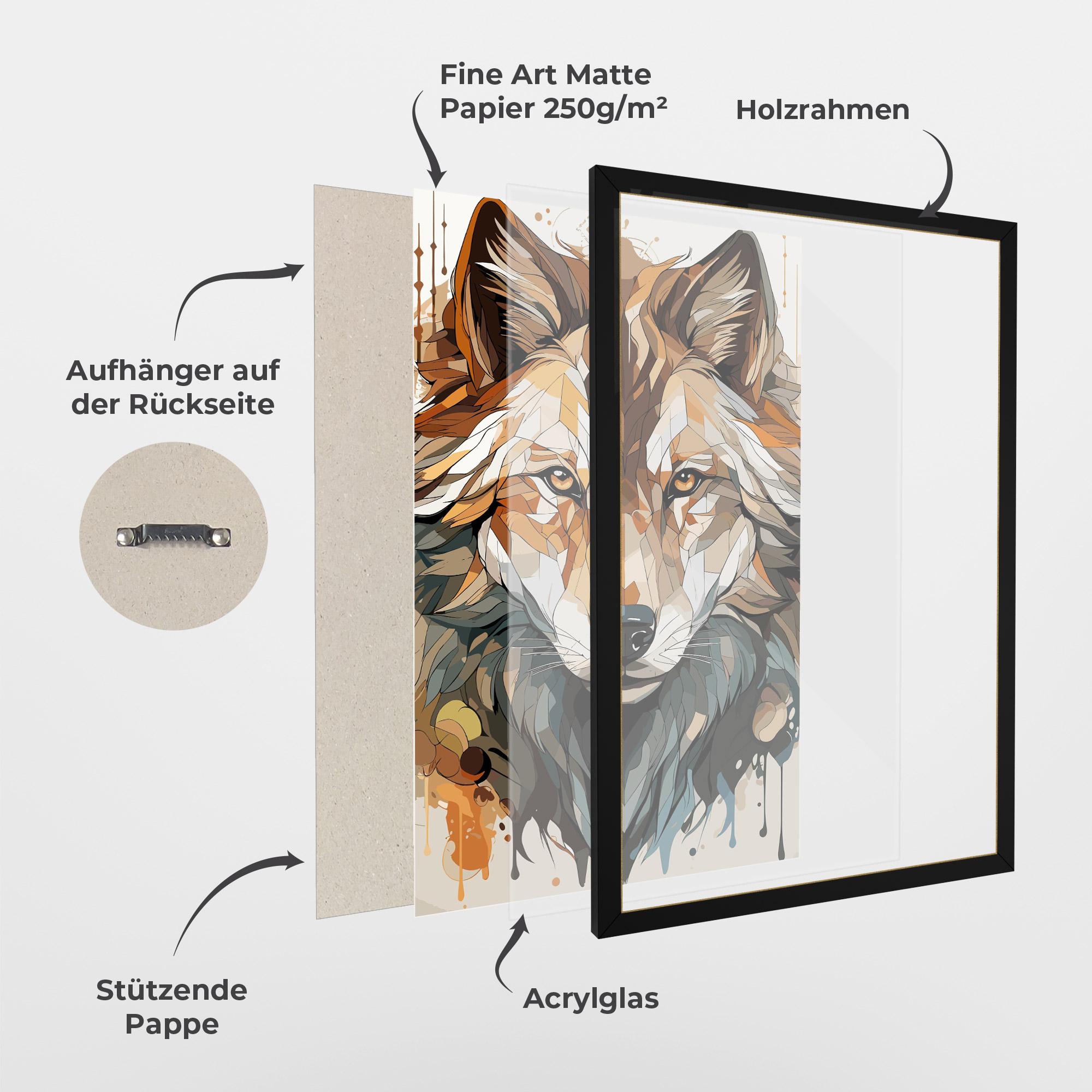 Gerahmte Poster Pretty Orange Wolf mockup 1