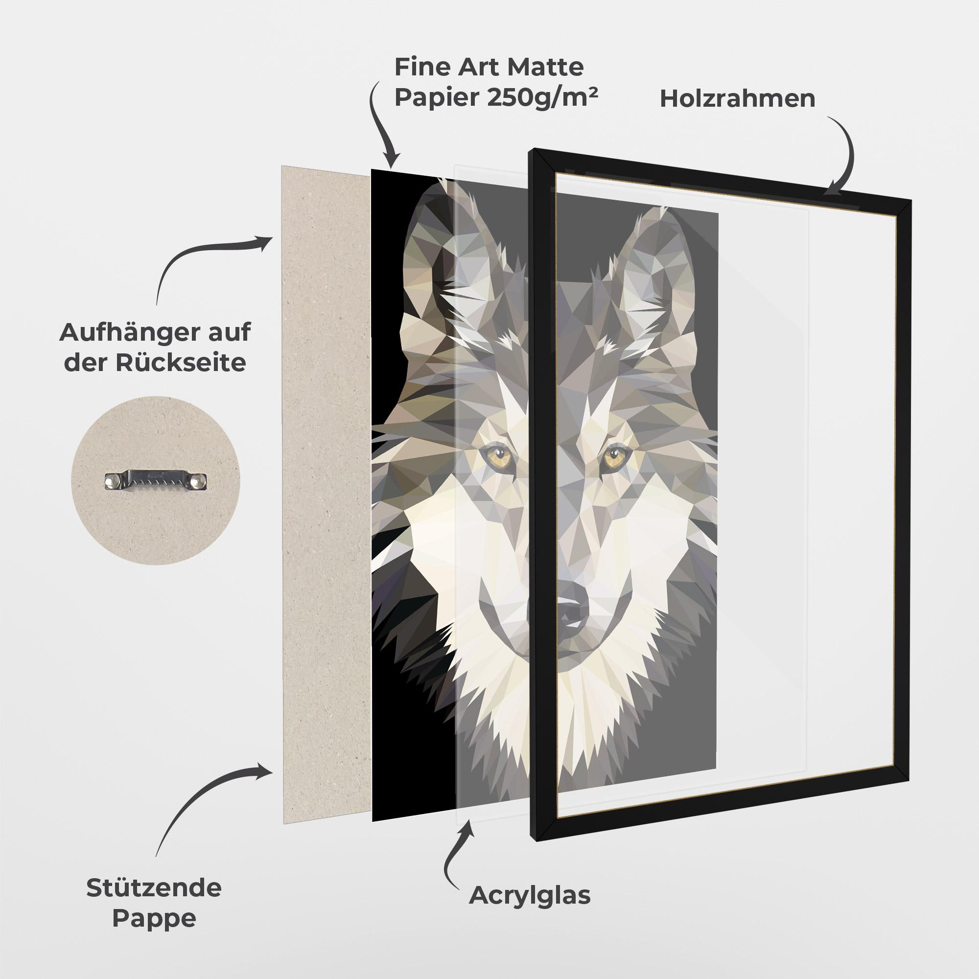 Gerahmte Poster Pretty Wolf Head mockup 1