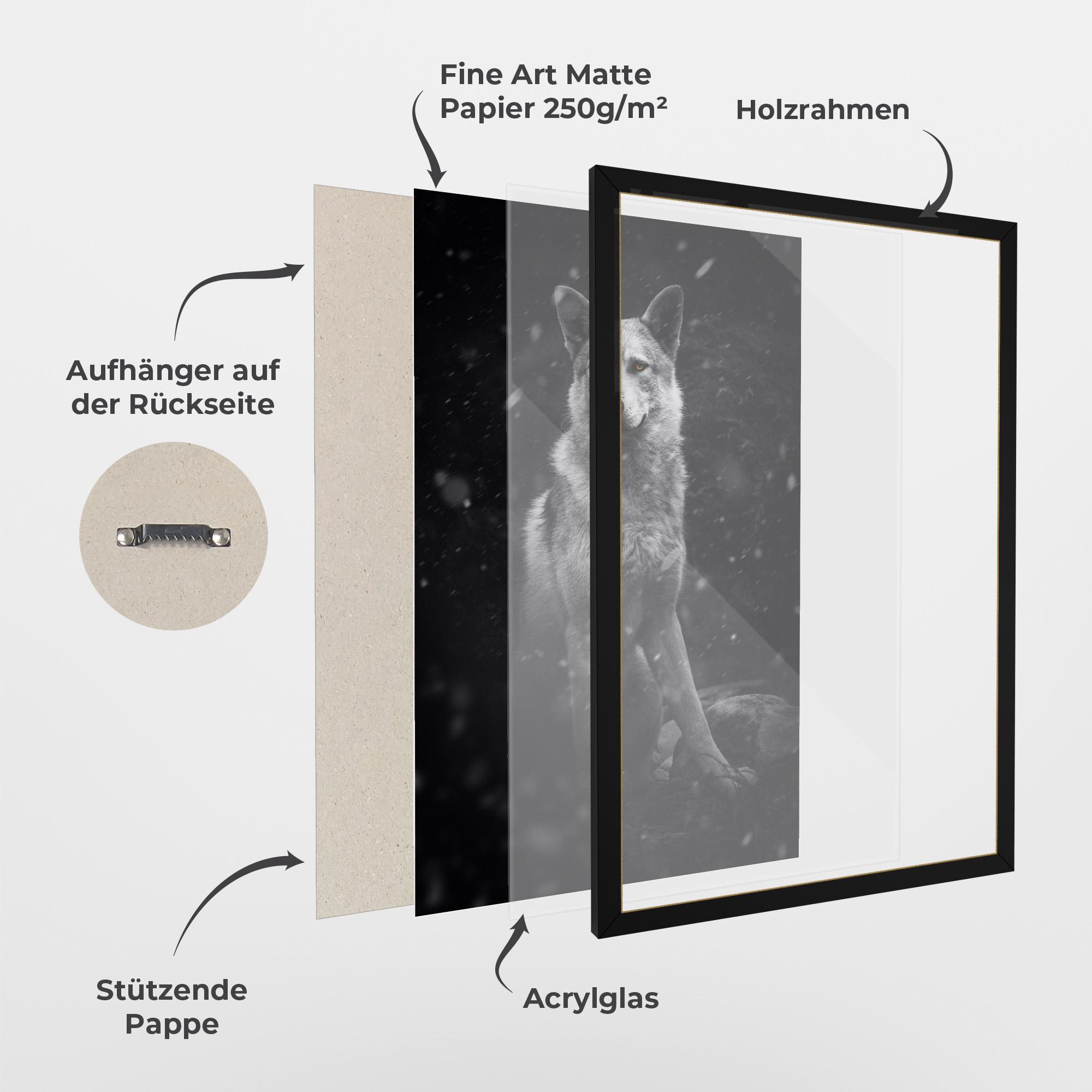 Gerahmte Poster Sitting Wolf mockup 1
