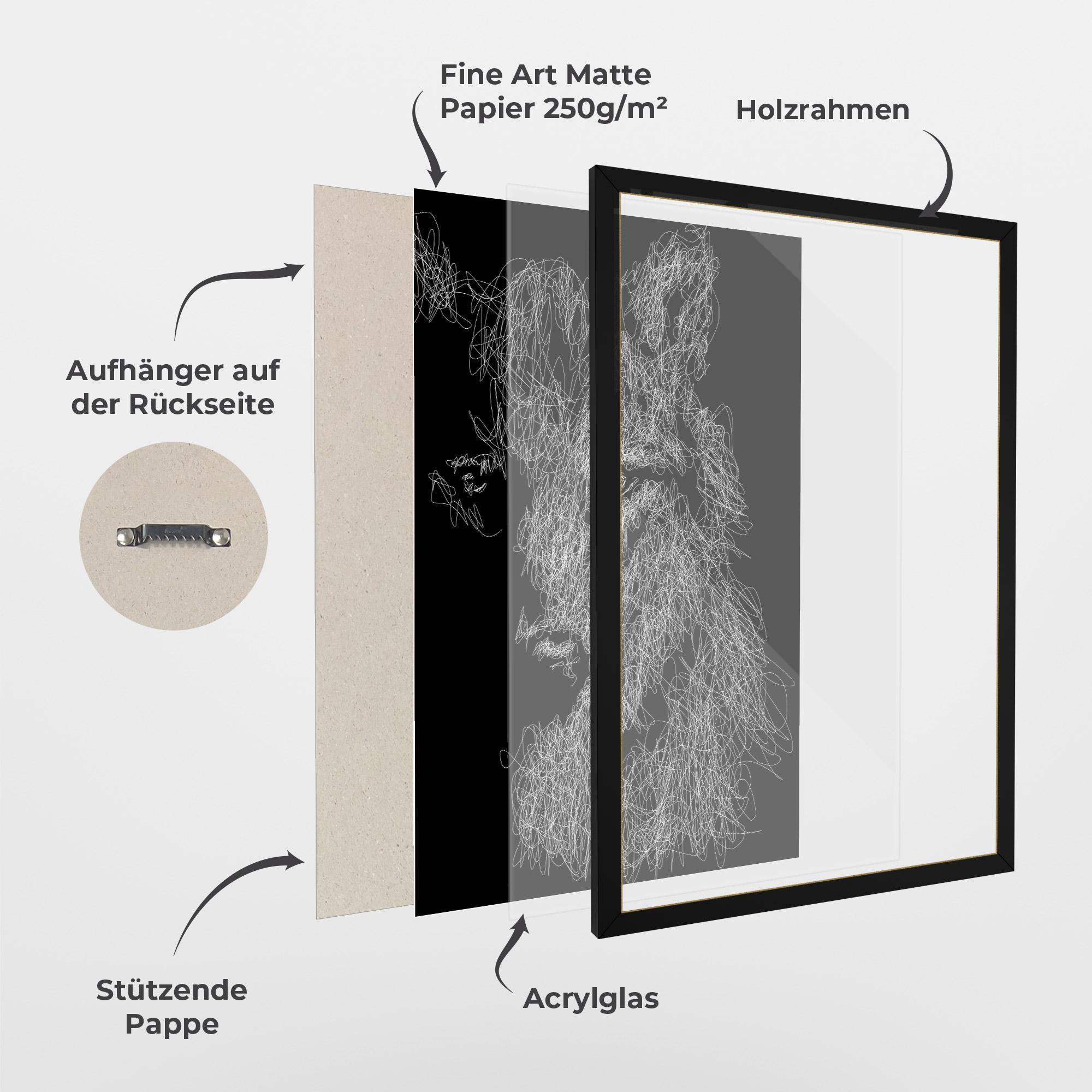 Gerahmte Poster Wolf Line mockup 1