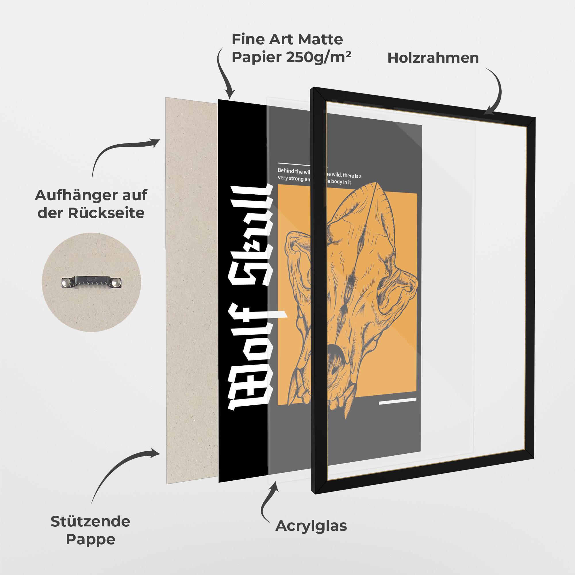 Gerahmte Poster Wolf Skull mockup 1