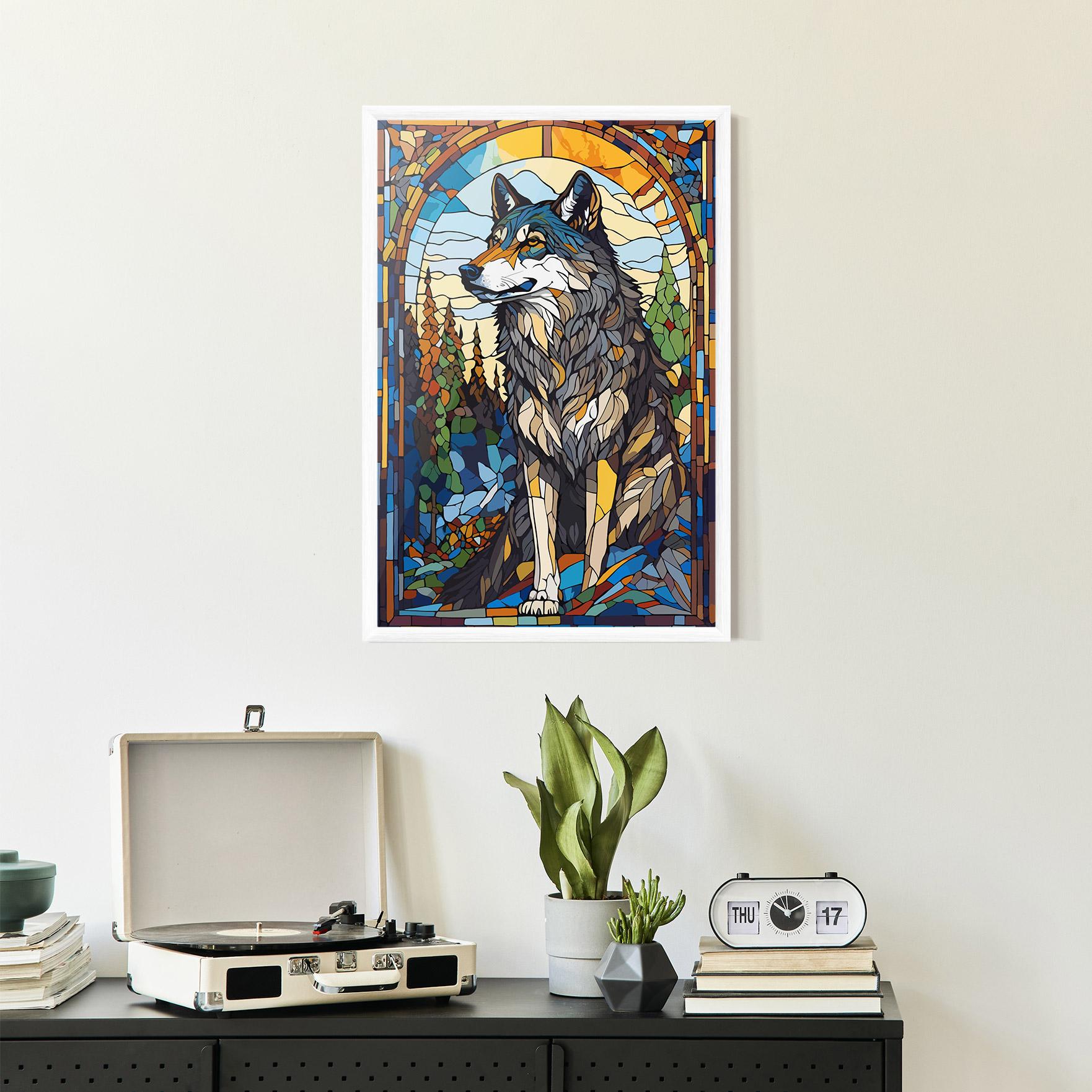Gerahmte Poster Glass Wolf mockup 2