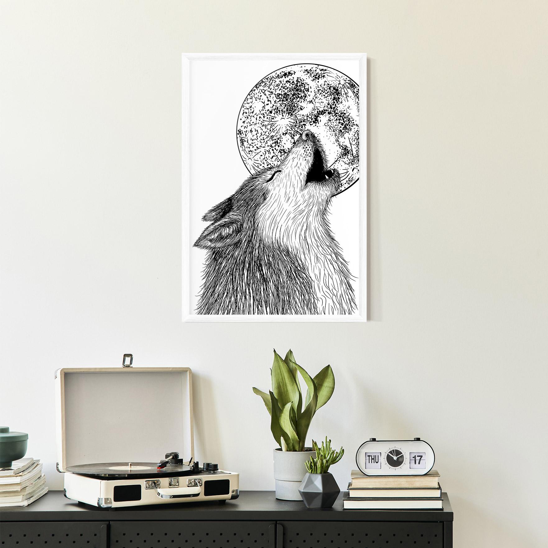 Gerahmte Poster Pretty Moon Wolf mockup 2