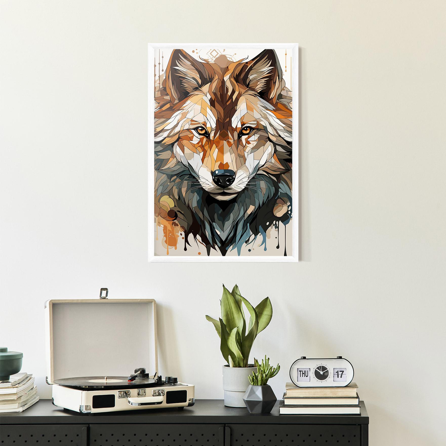 Gerahmte Poster Pretty Orange Wolf mockup 2