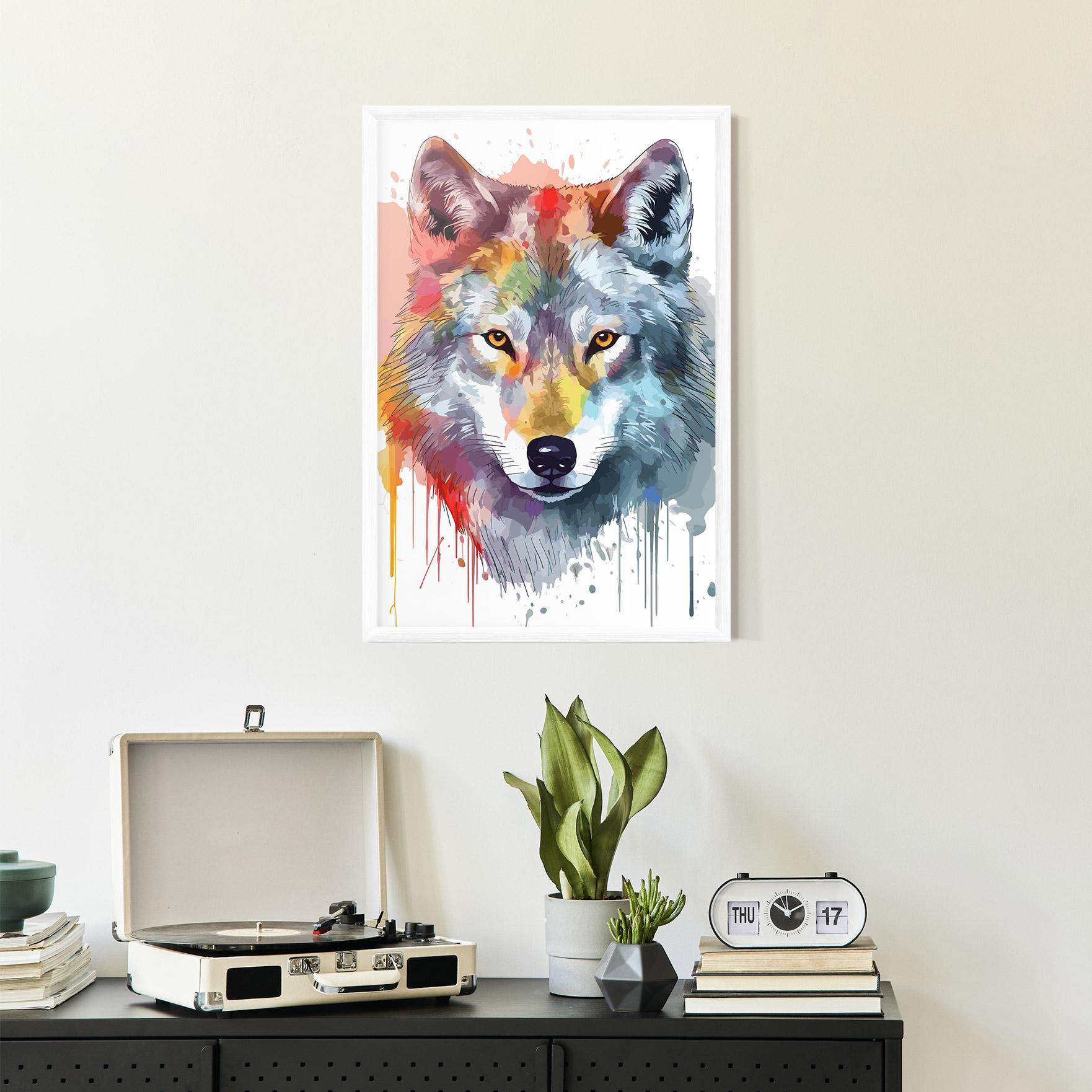 Gerahmte Poster Watercolor Wolf mockup 2