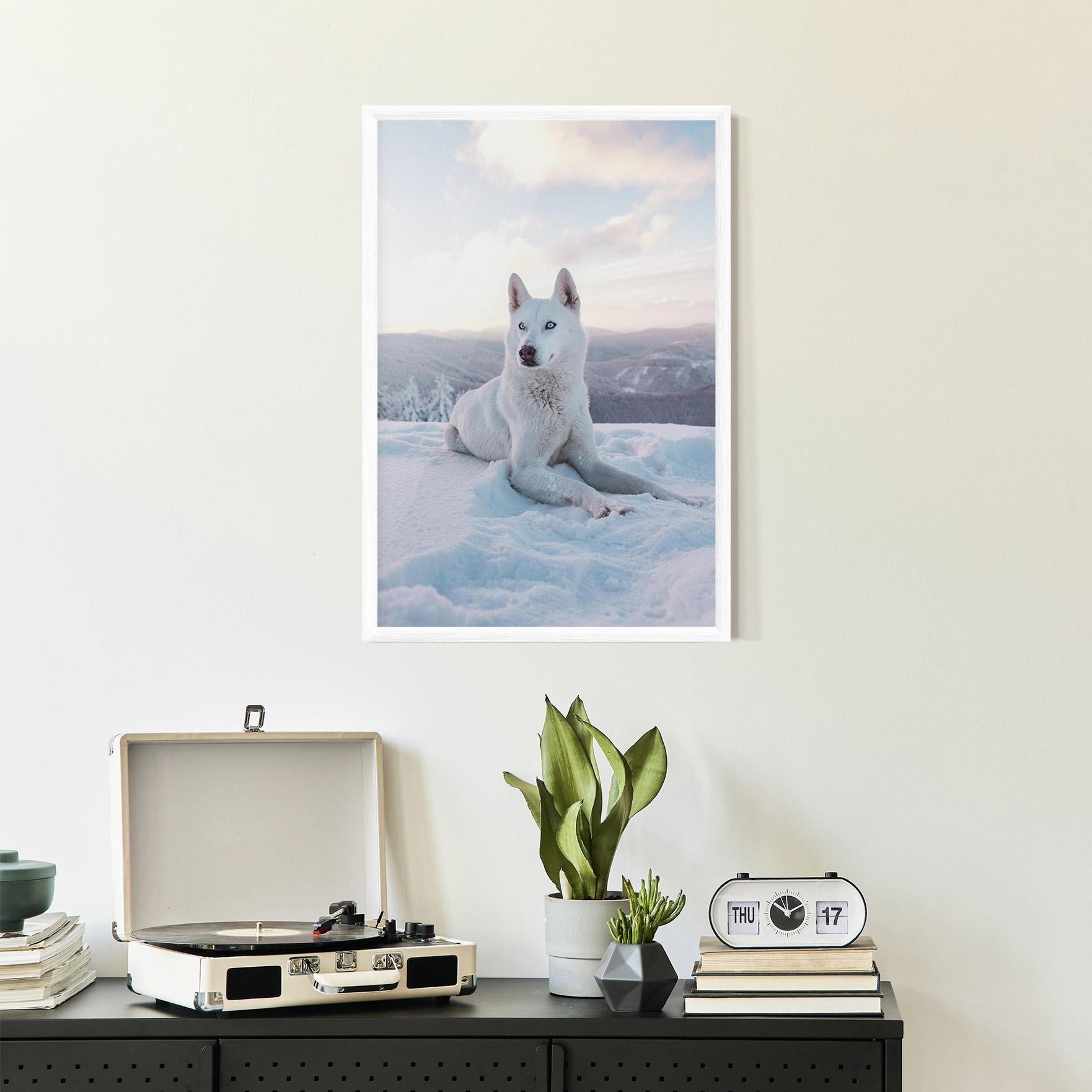 Gerahmte Poster White Snow Wolf mockup 2