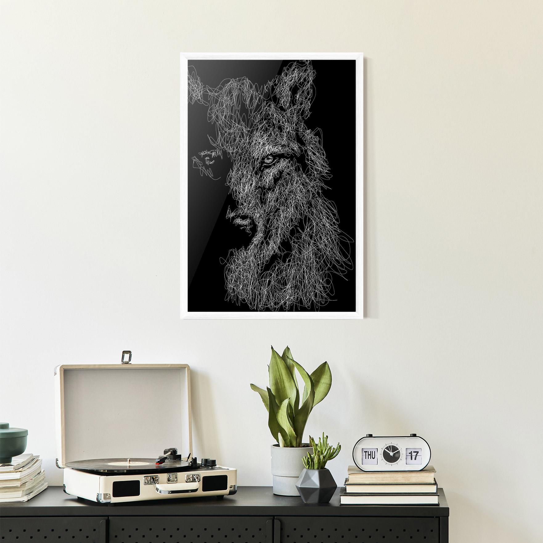 Gerahmte Poster Wolf Line mockup 2